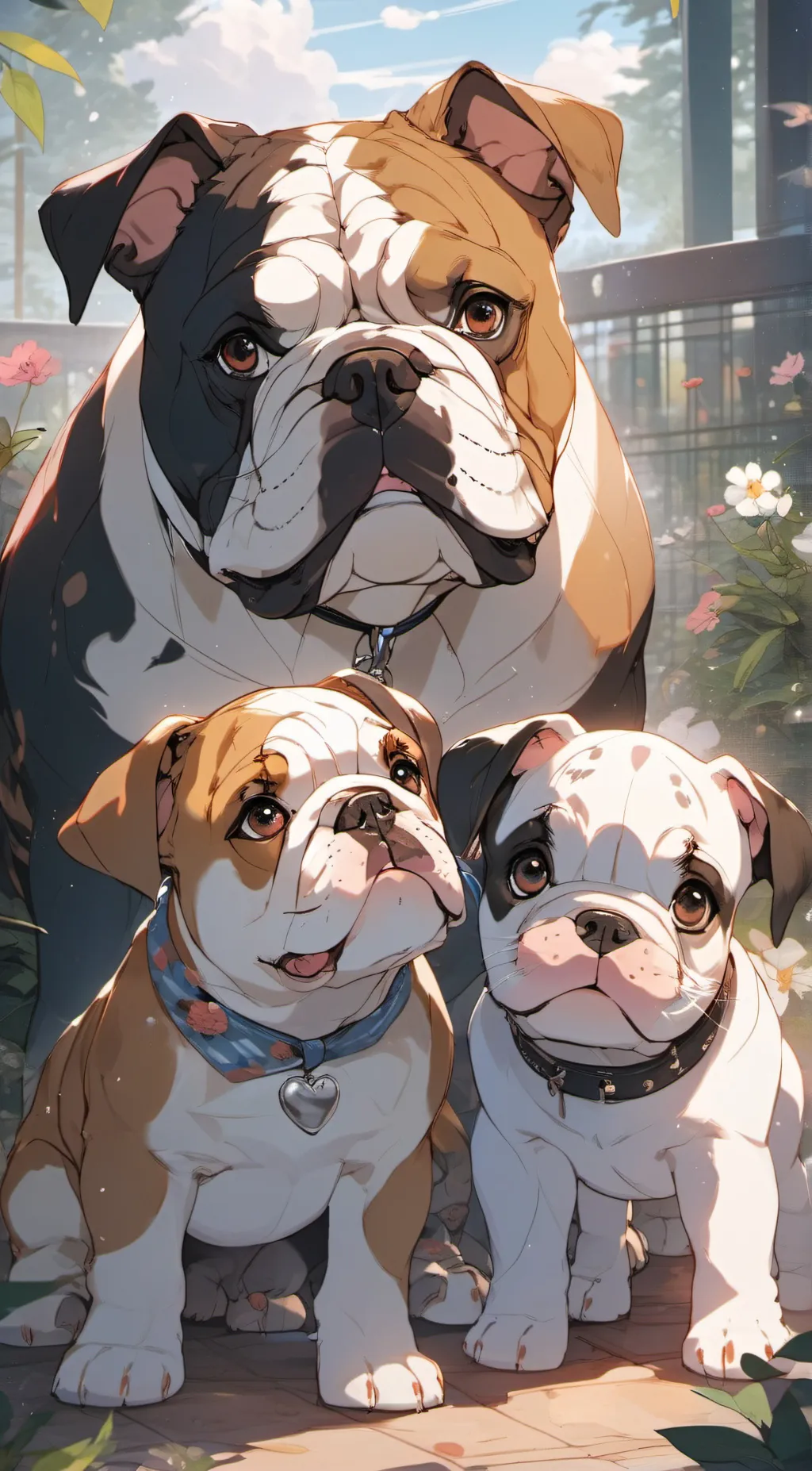 ai character: a stray dog an pup background