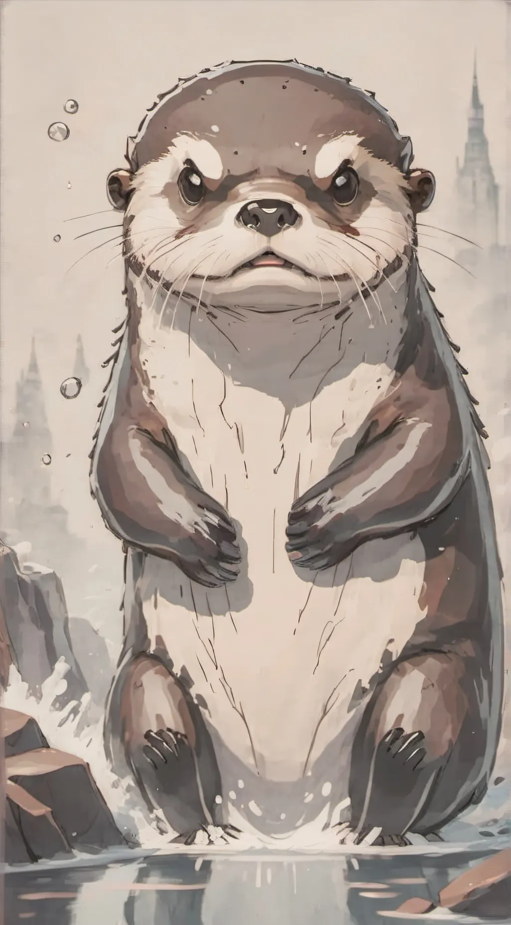 ai character: grumpy the otter background