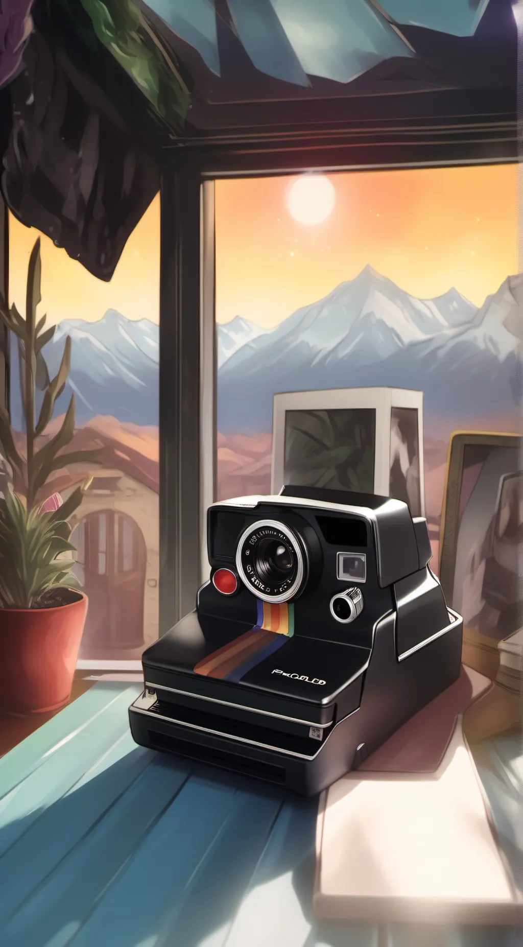 ai character: Polaroid  background