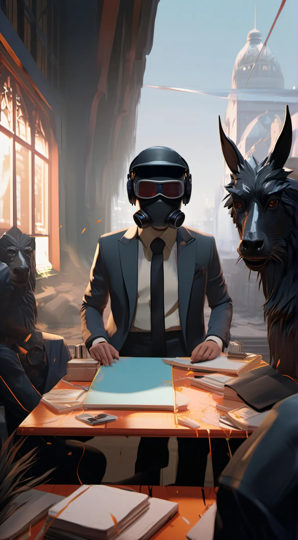 ai character: A.T.O.M.I.C Guard background