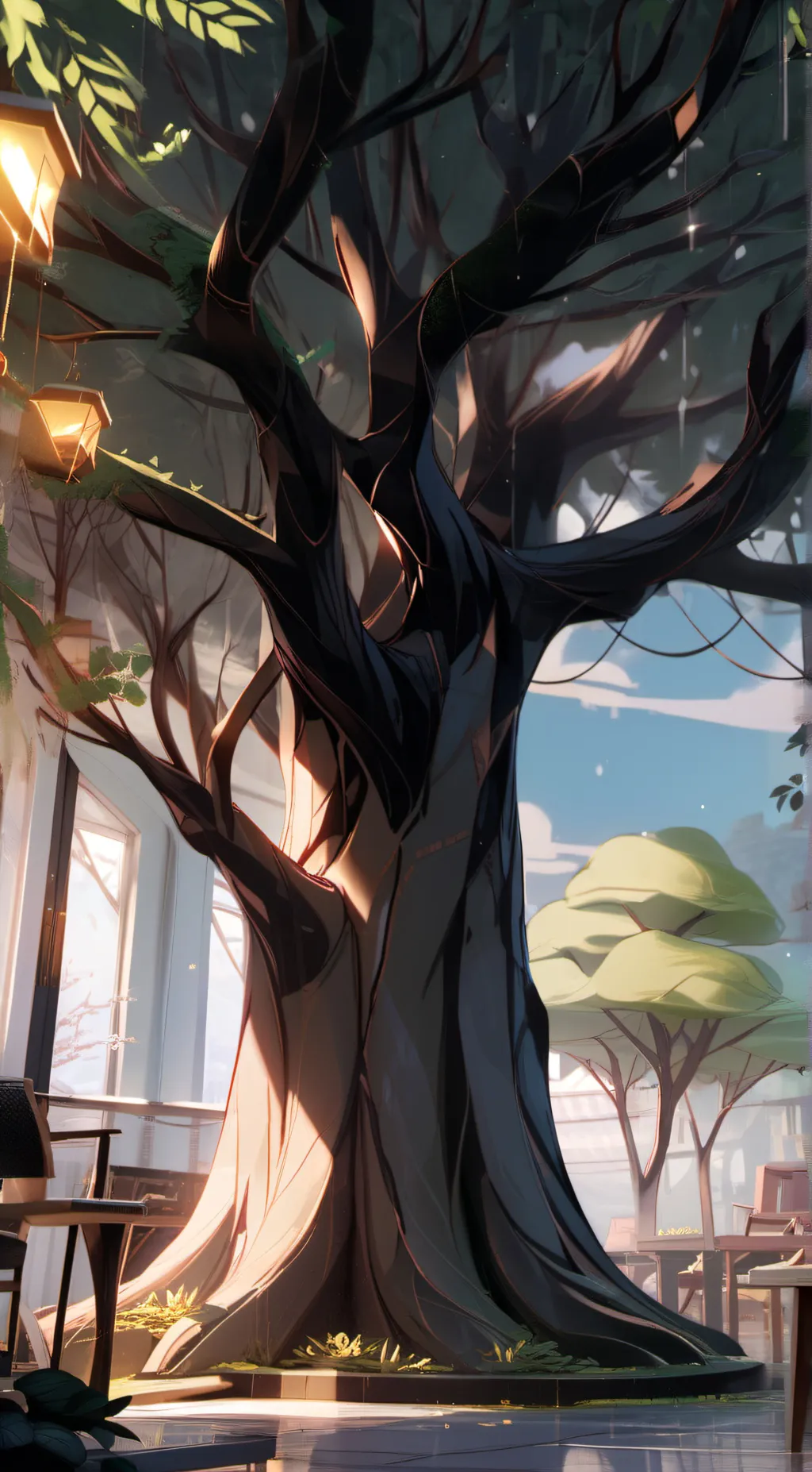 ai character: Tree background