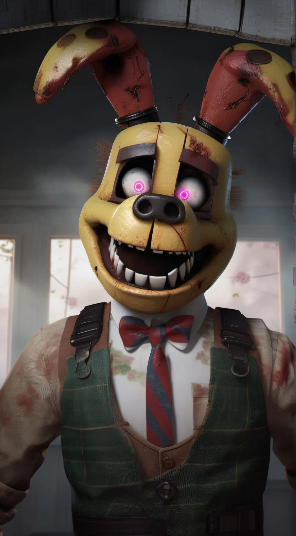 ai character: spring dropping  background