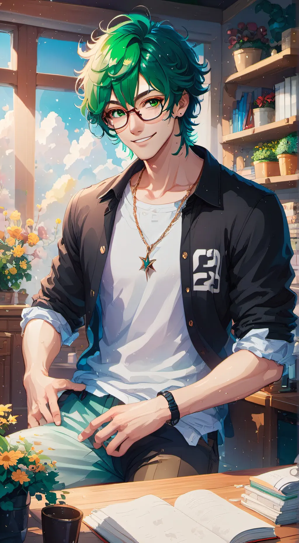 ai character: ( top ) deku background