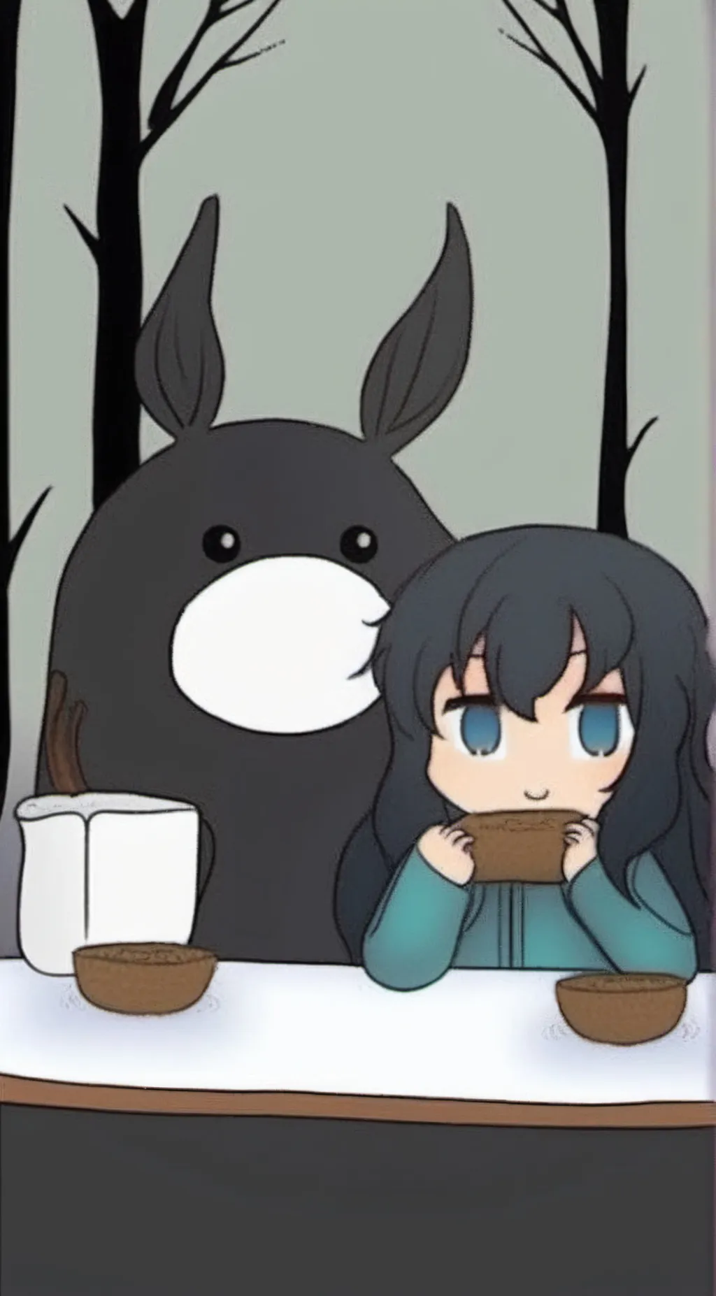 ai character: chibi muichiro  background