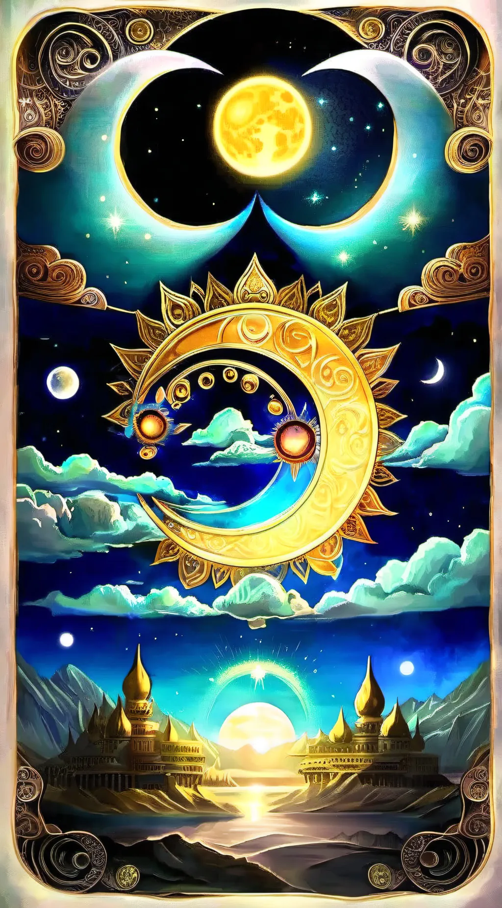 ai character: sun and moon show background
