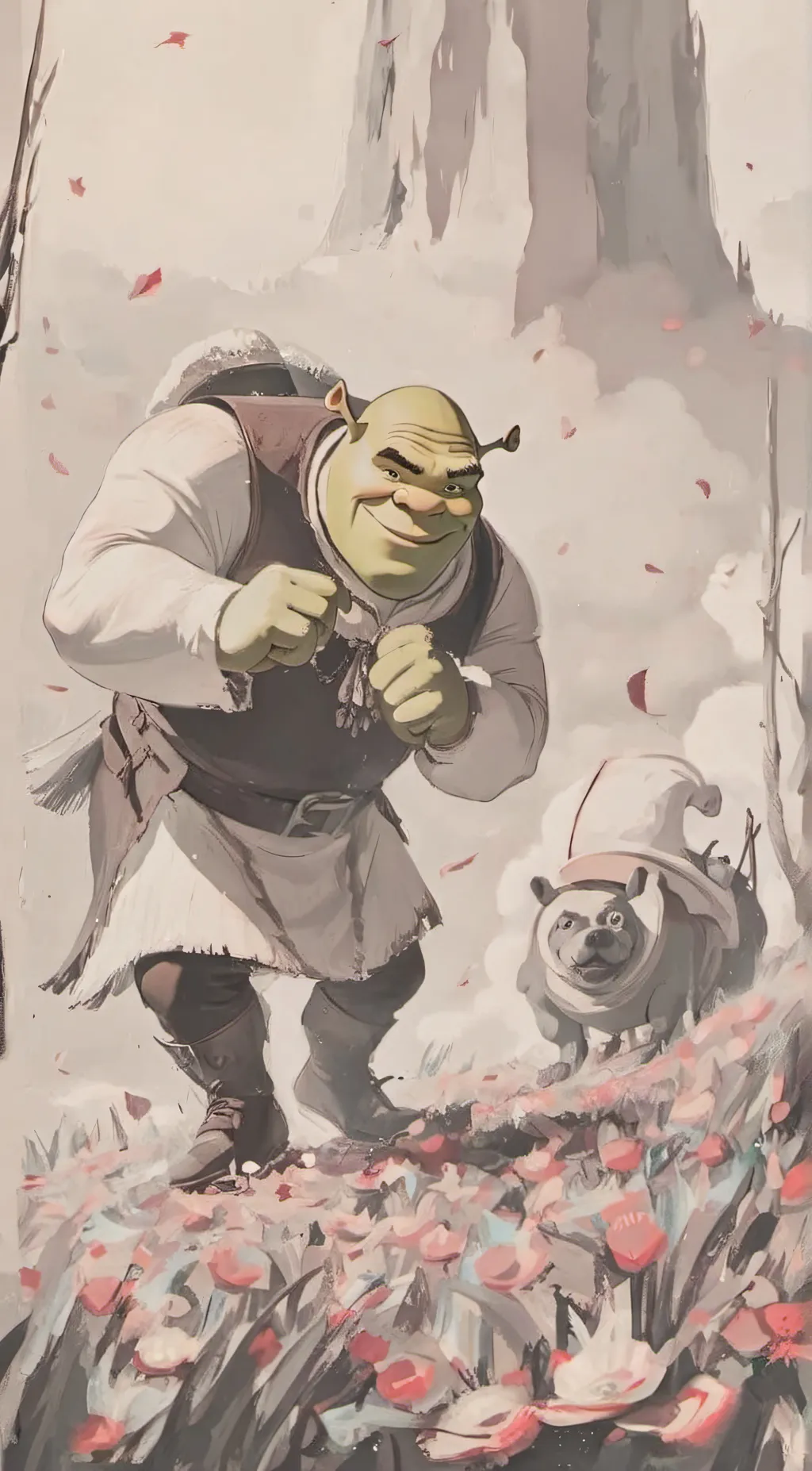 ai character: Shrek boo boo bear background