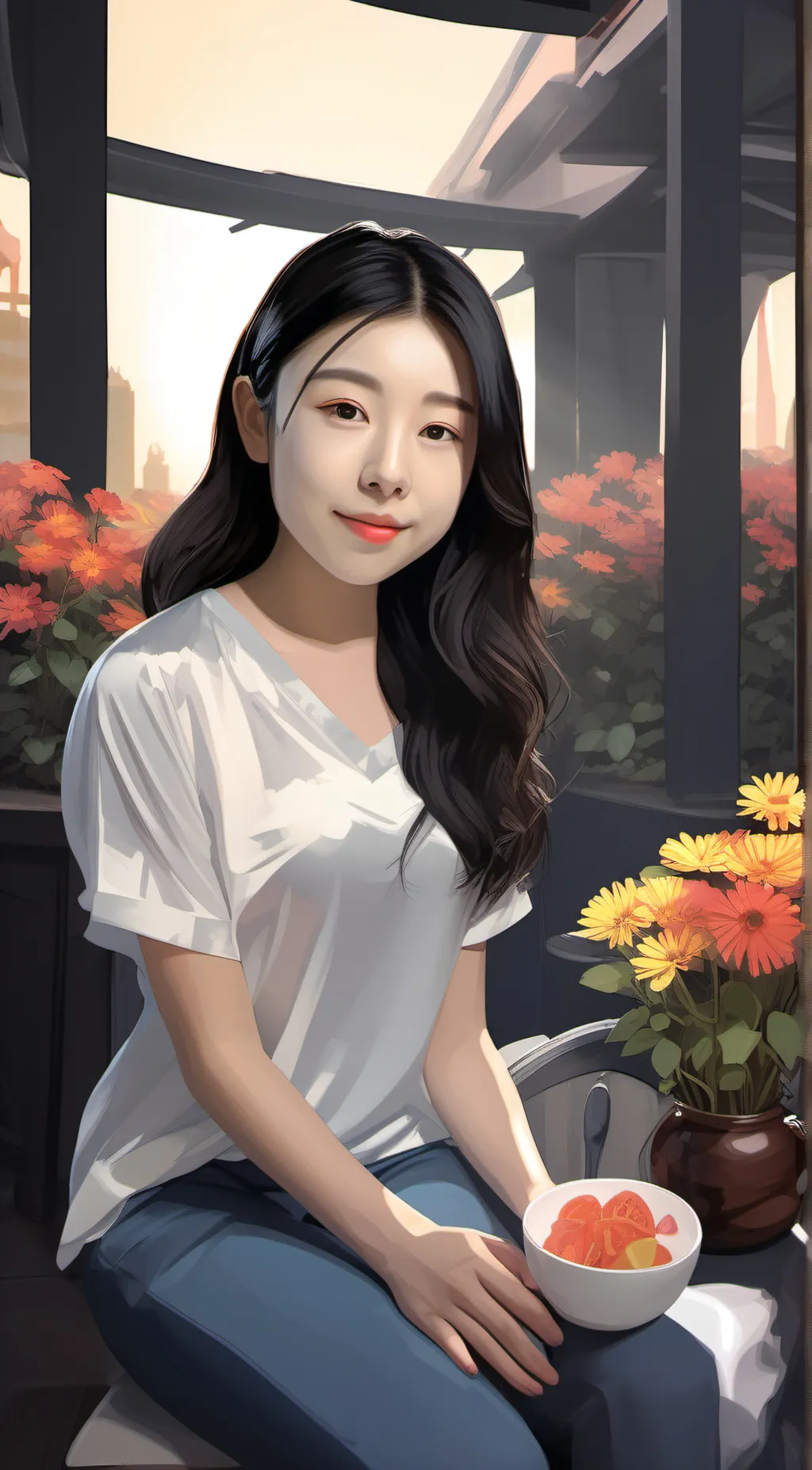 ai character: Ashley  background