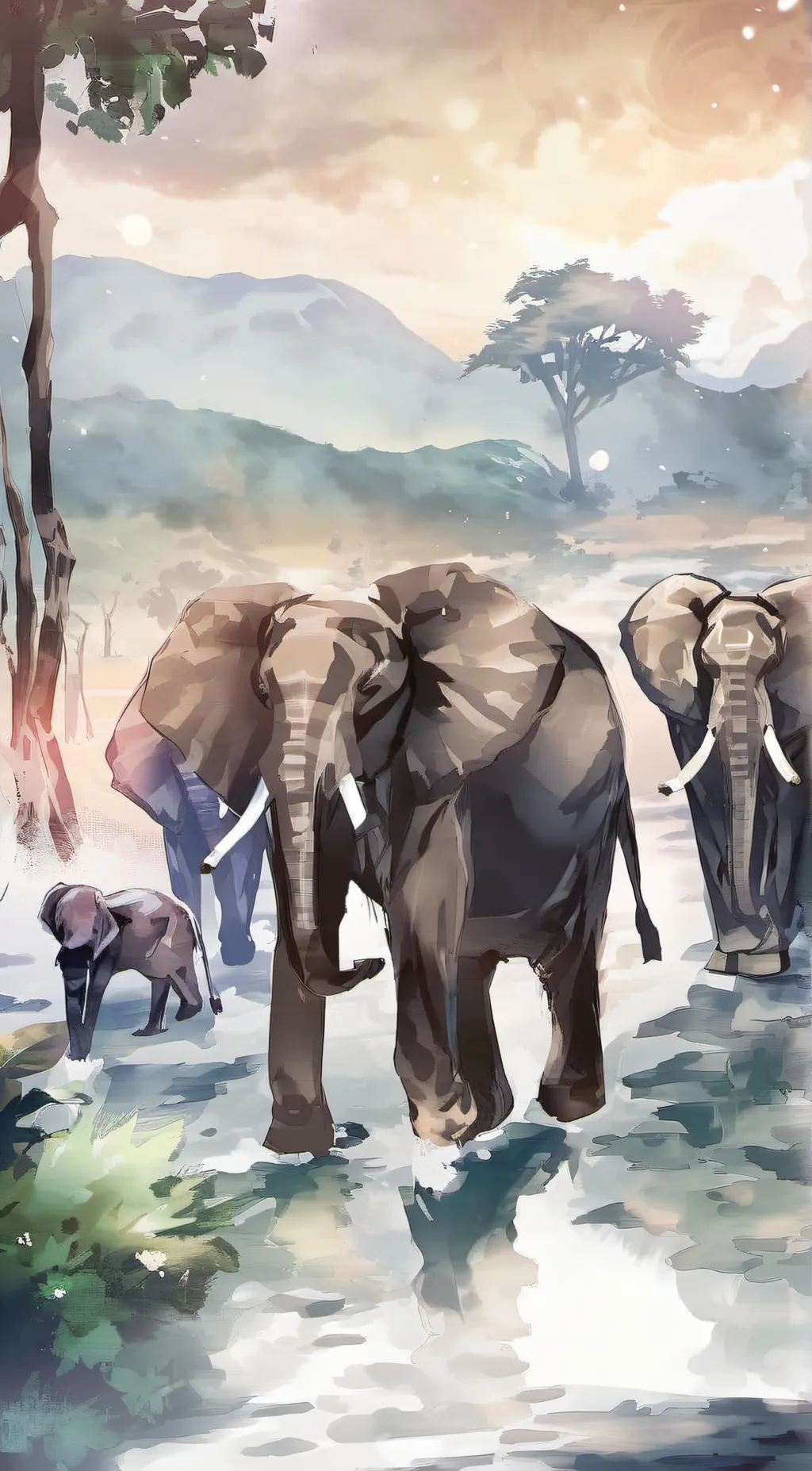 ai character: elephants background