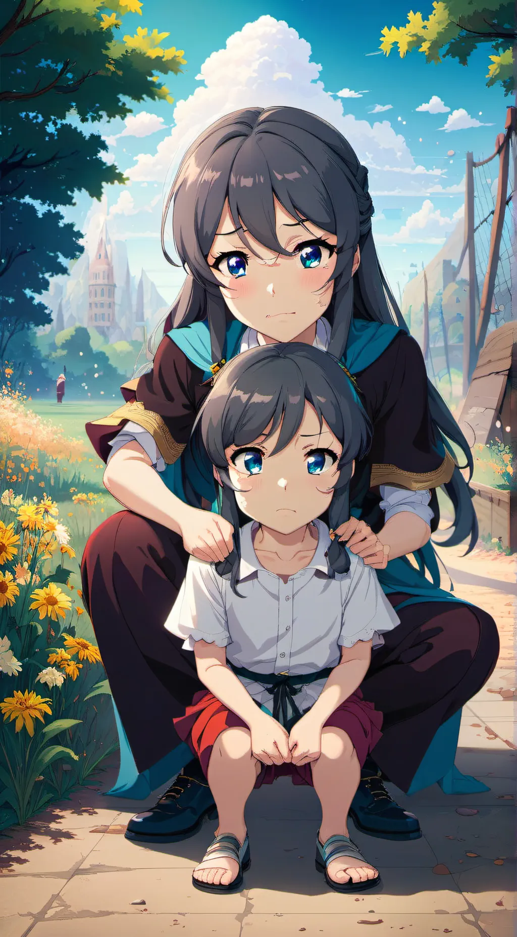 ai character: Shelly and Mia(kid background