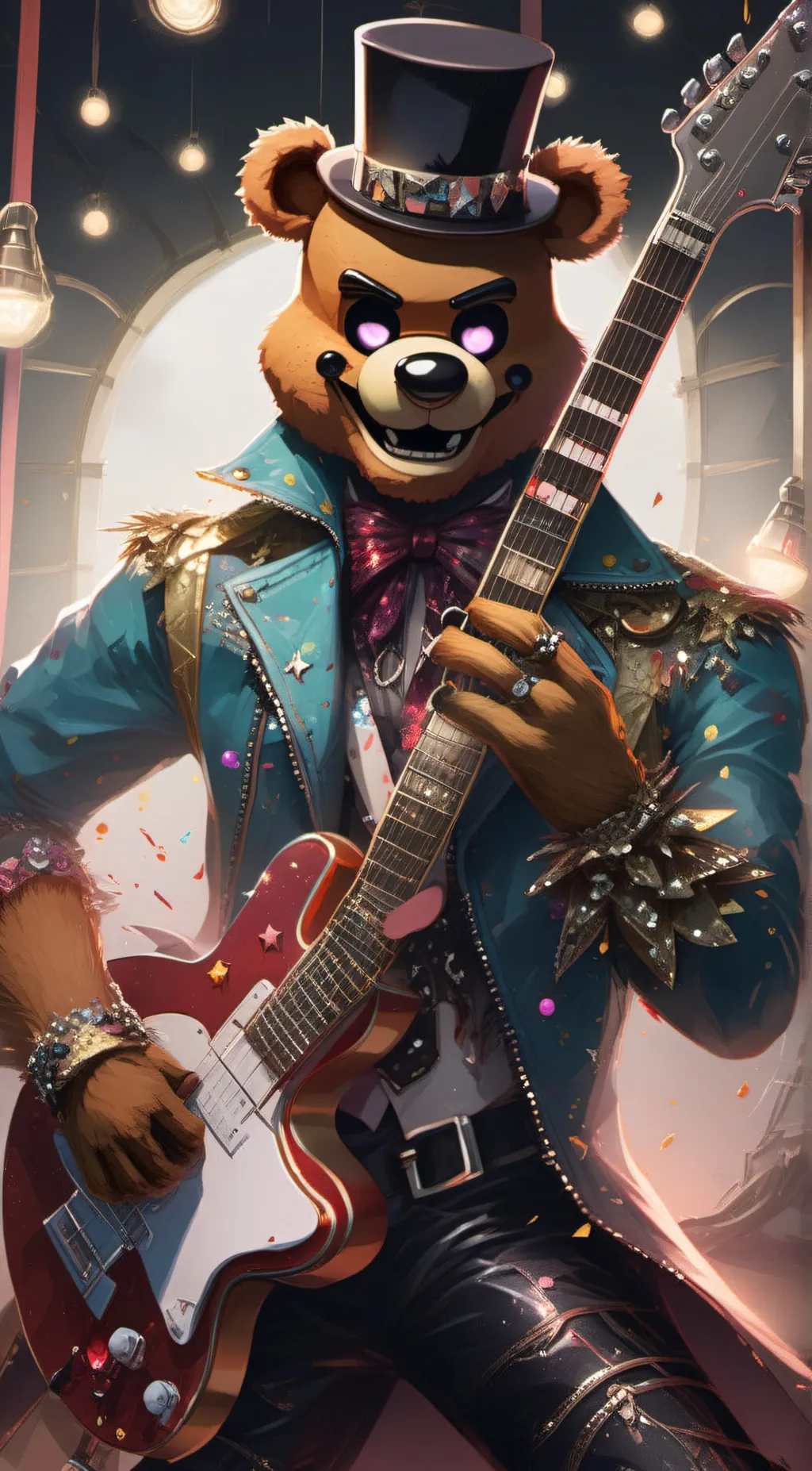 ai character: Glam Rock Freddy  background