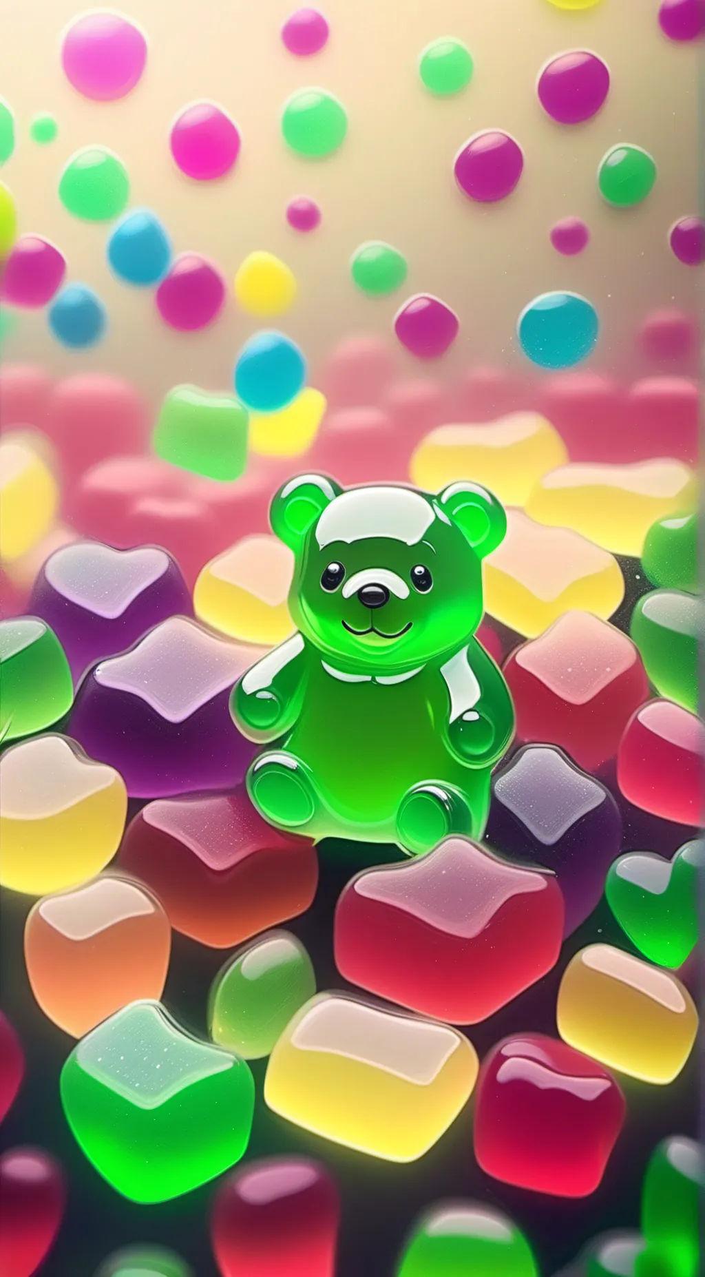 ai character: gummy bear  background