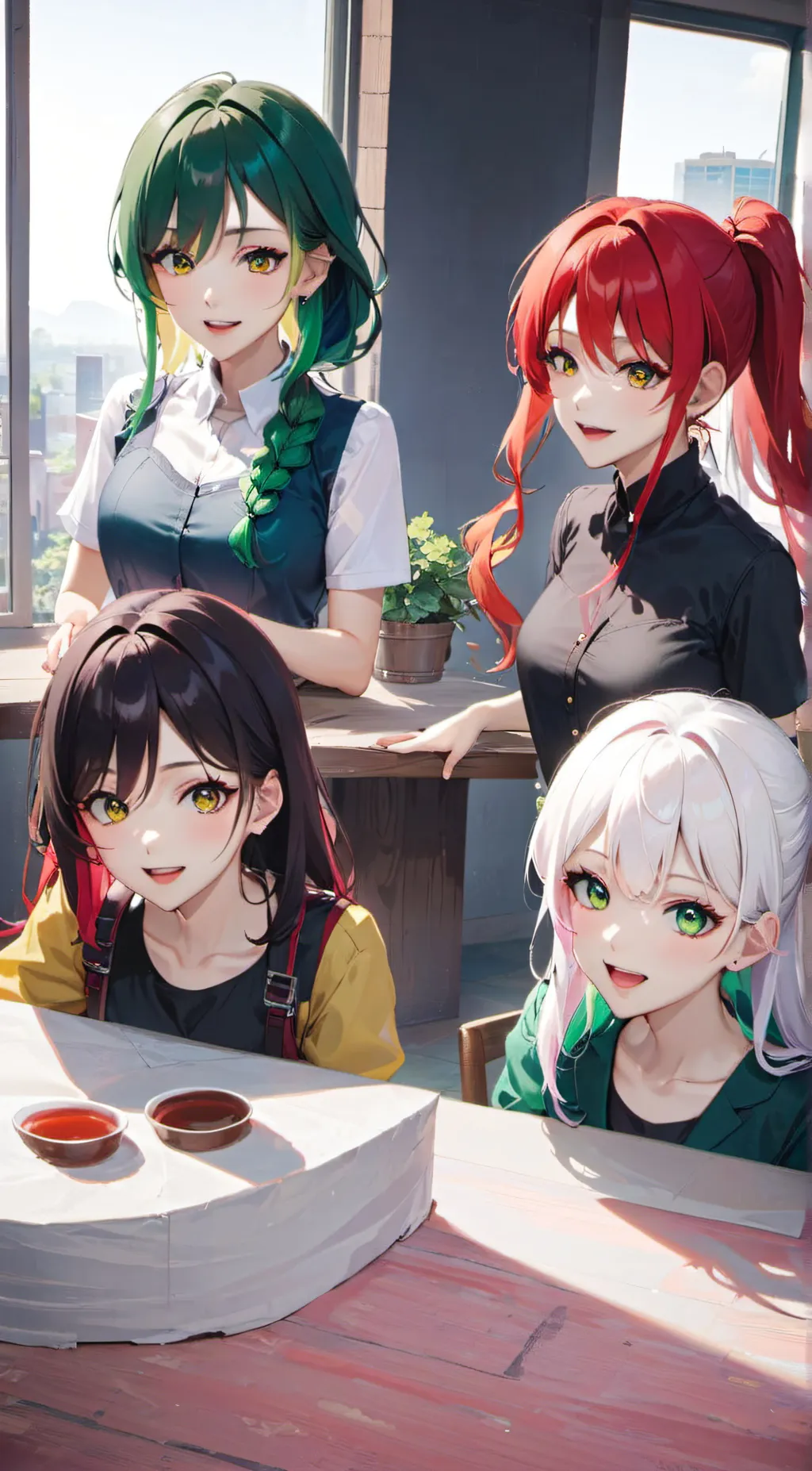 ai character: 4 girls background