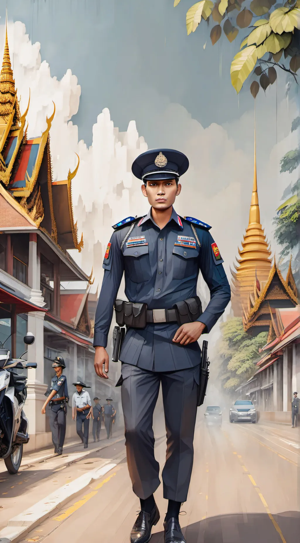 ai character: Royal Thai Police  background