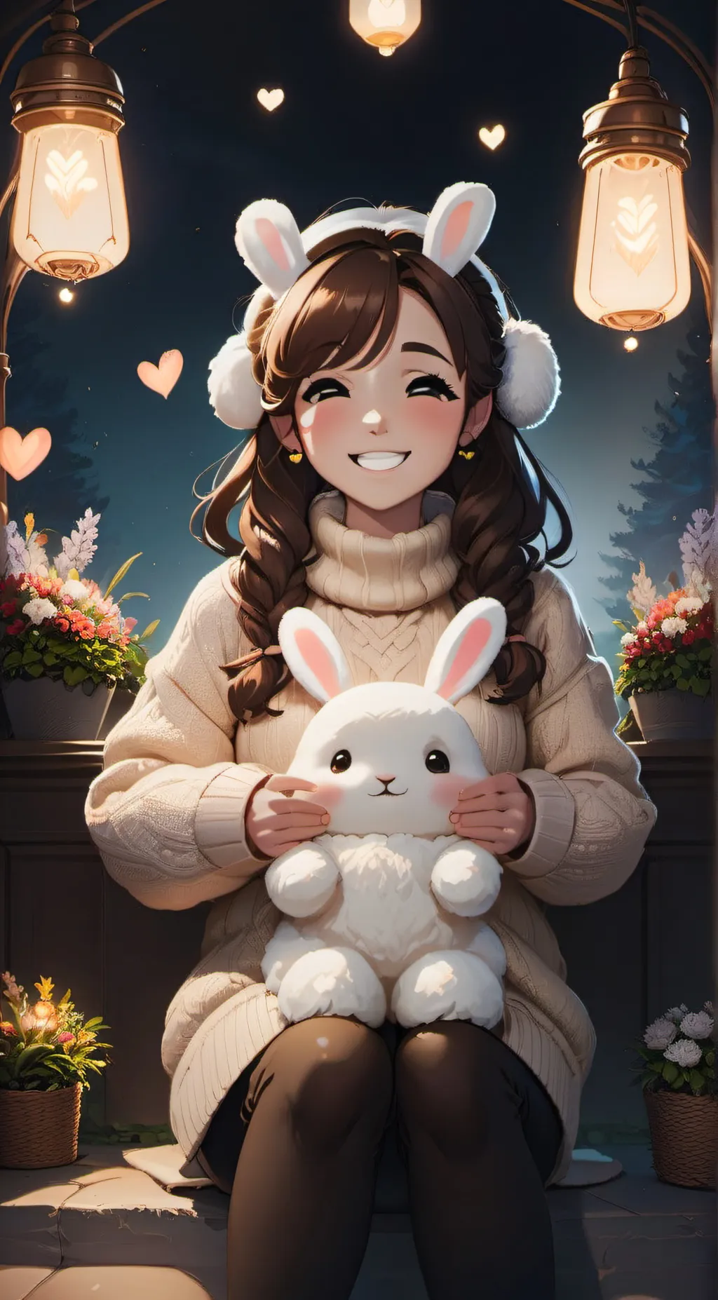 ai character: little la bunny  background