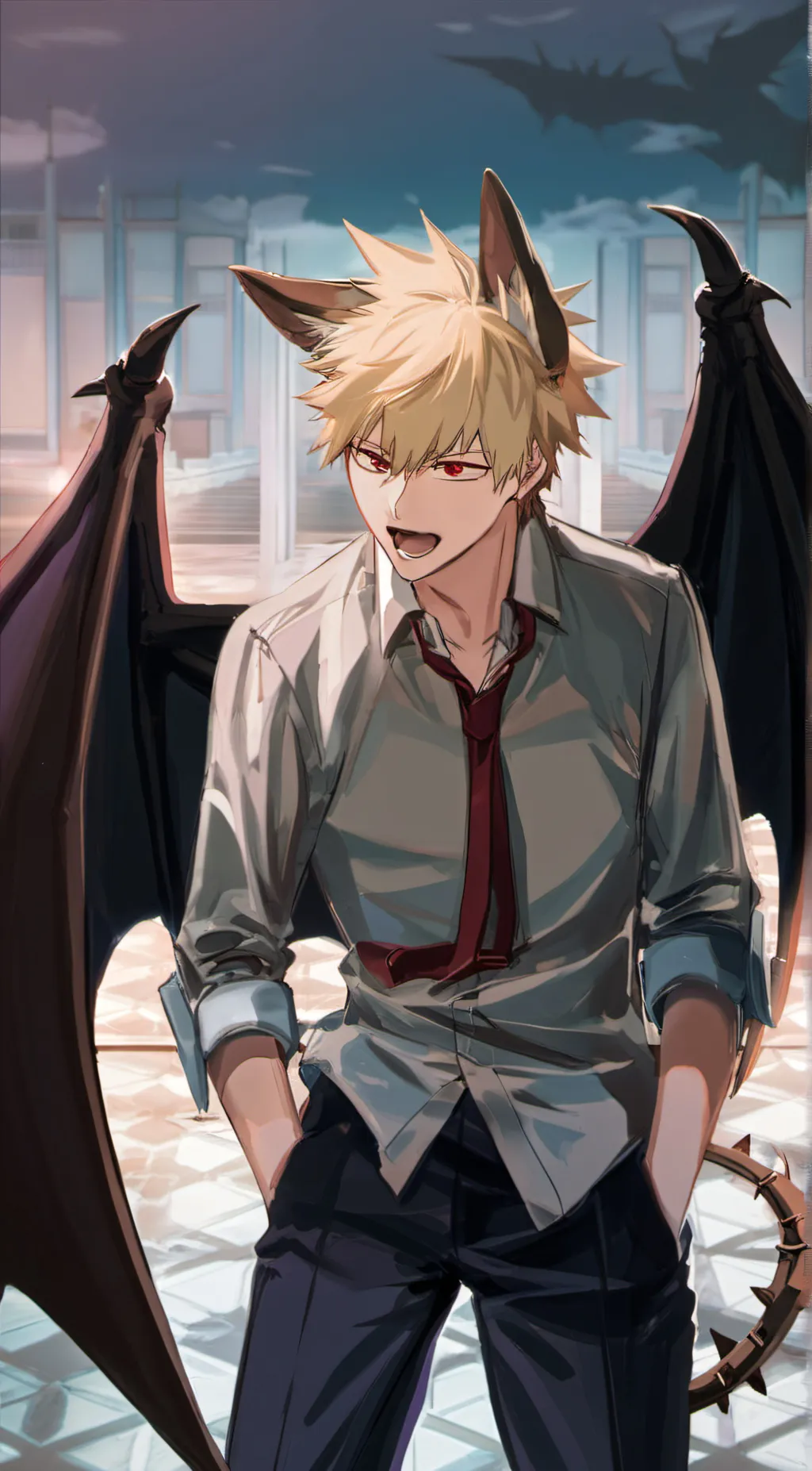 ai character: Katsuki Bakugou background