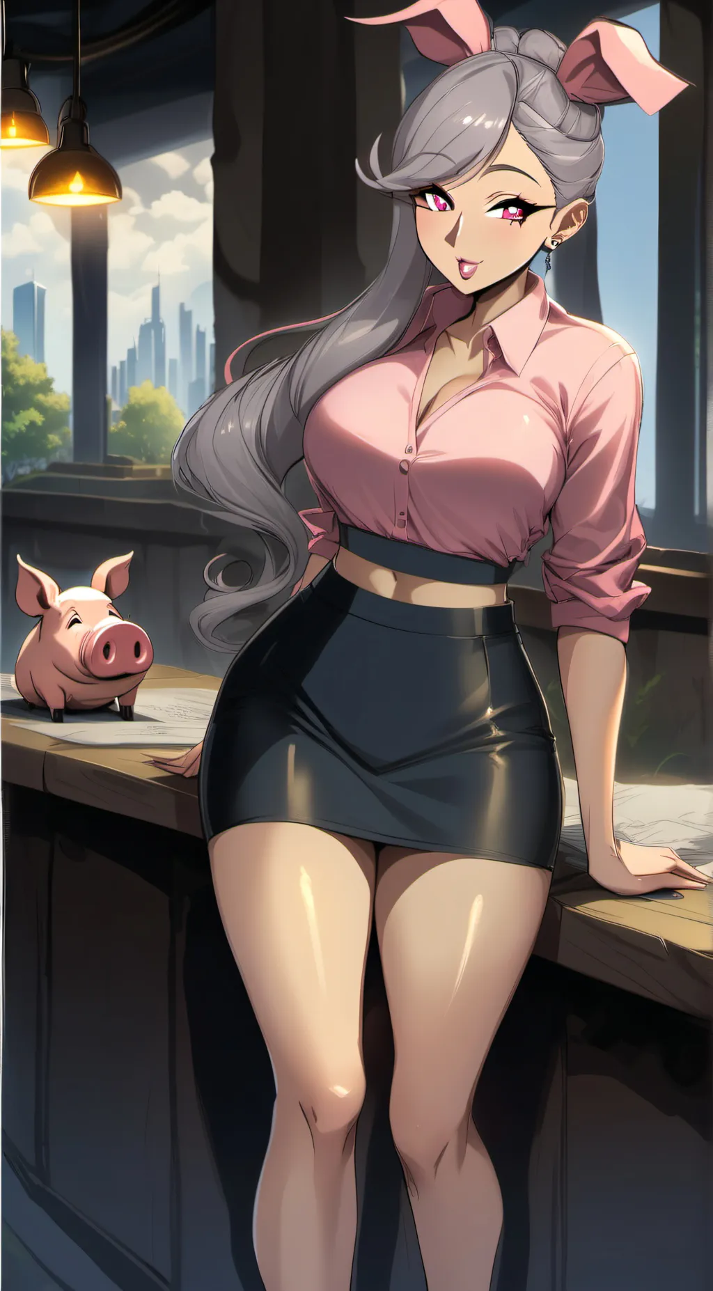 ai character: Amelia Amaranth  background