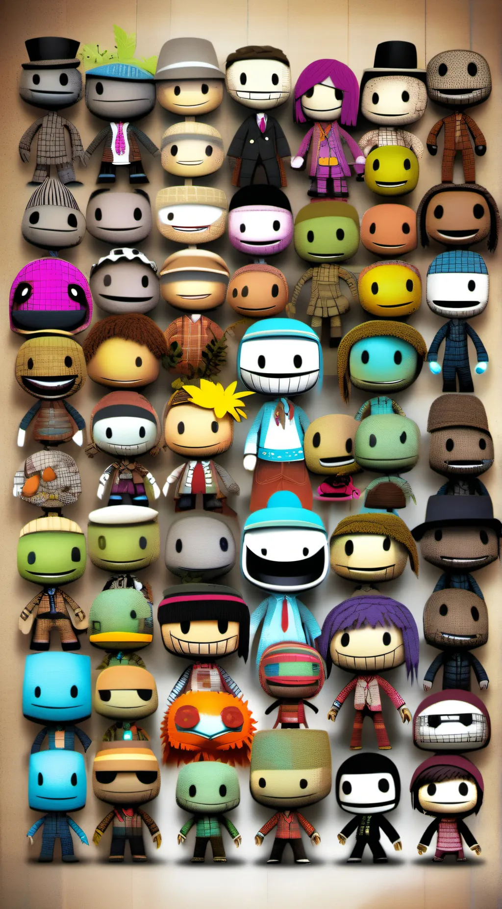ai character: 2000 Sackboys background