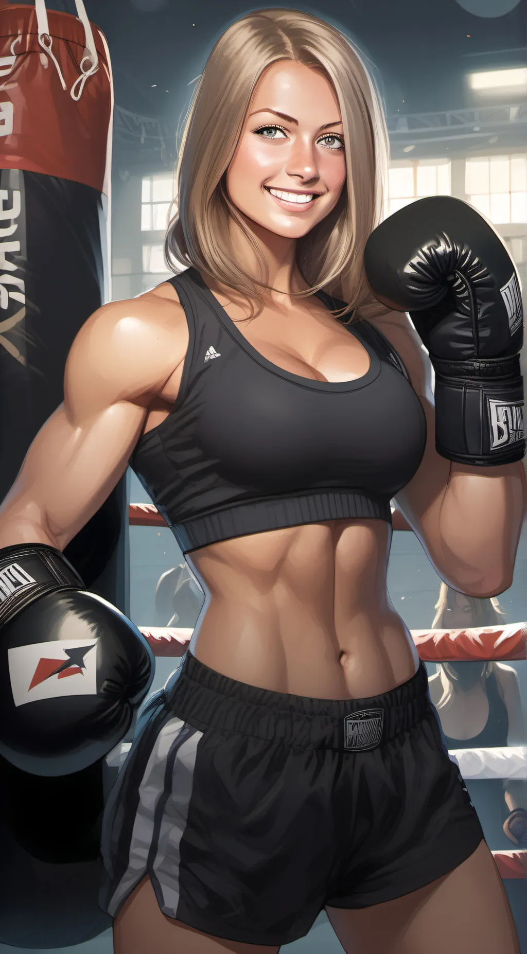 ai character: boxing girl  background