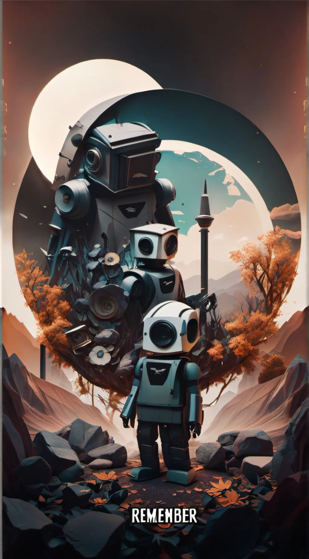 ai character: Robot r-487 background