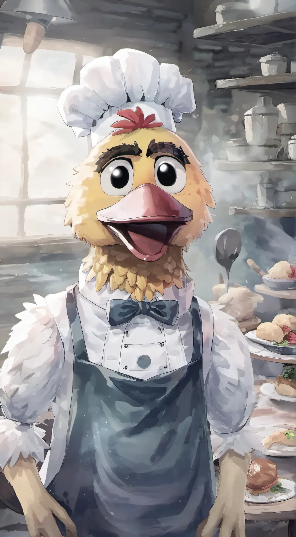 ai character: Chica the chicken background