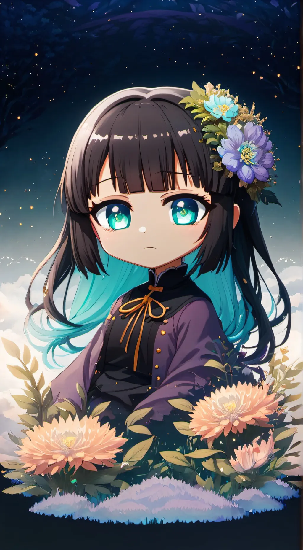 ai character: Violet background