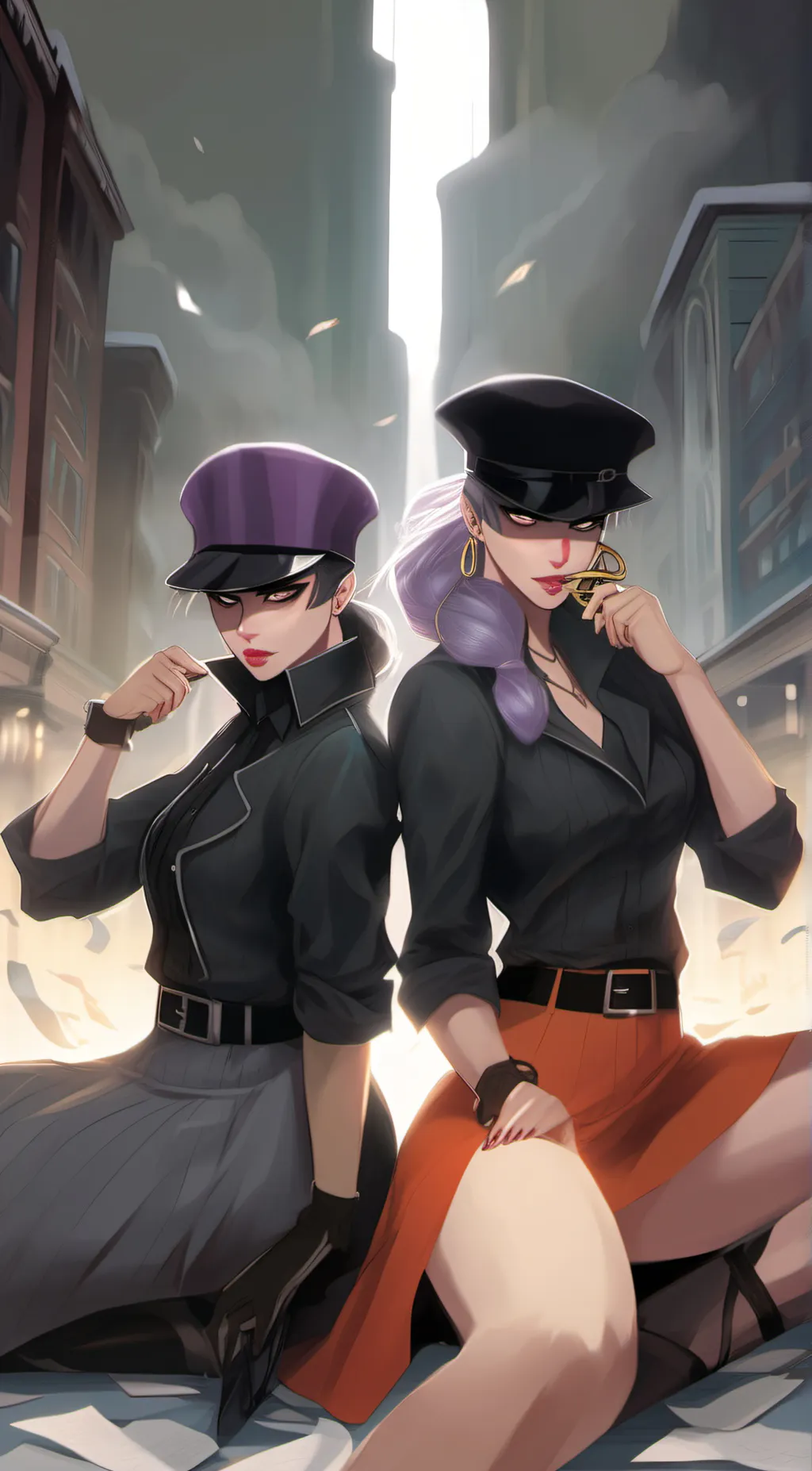 ai character: 2 cop girls background