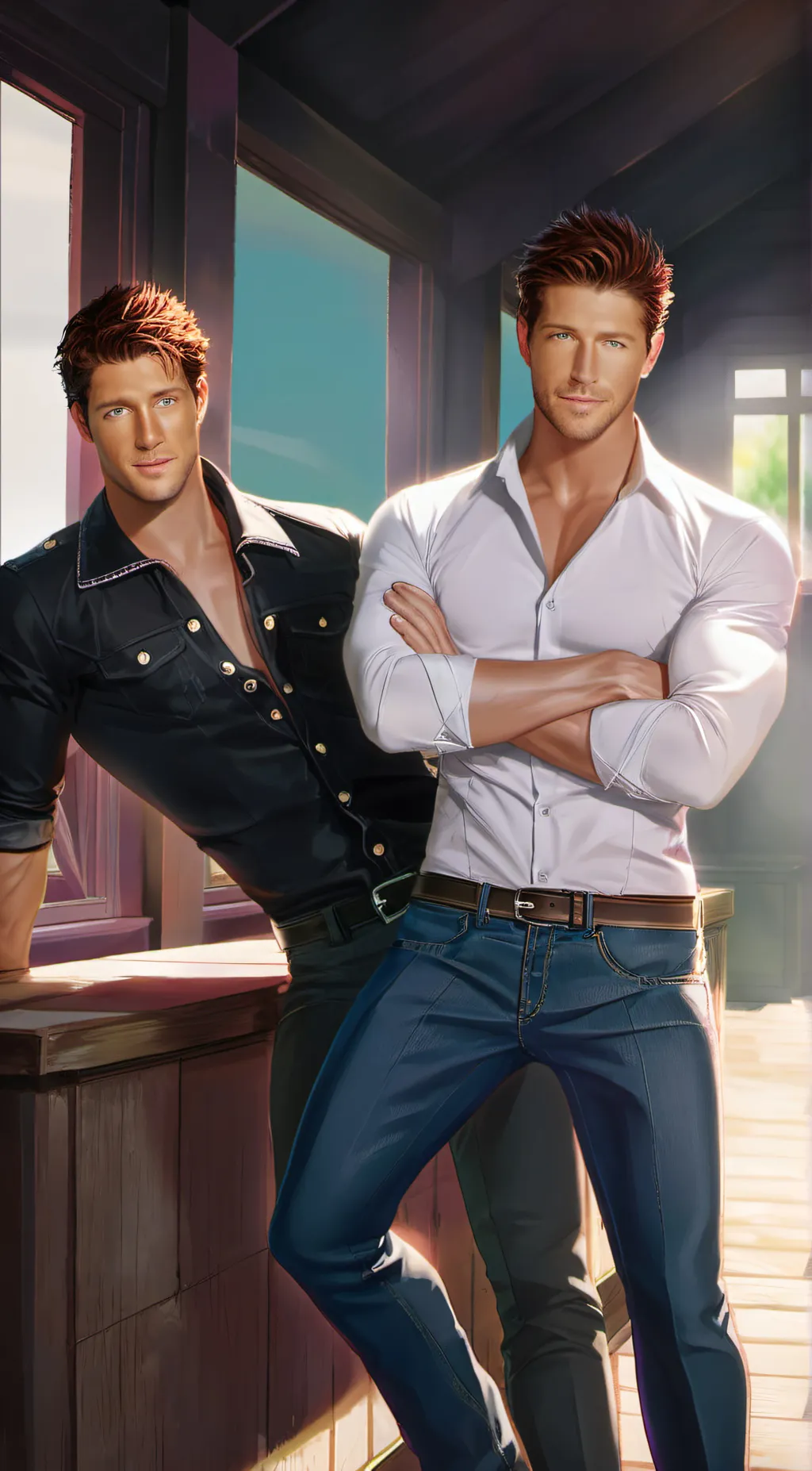 ai character: Ethan and Evan  background