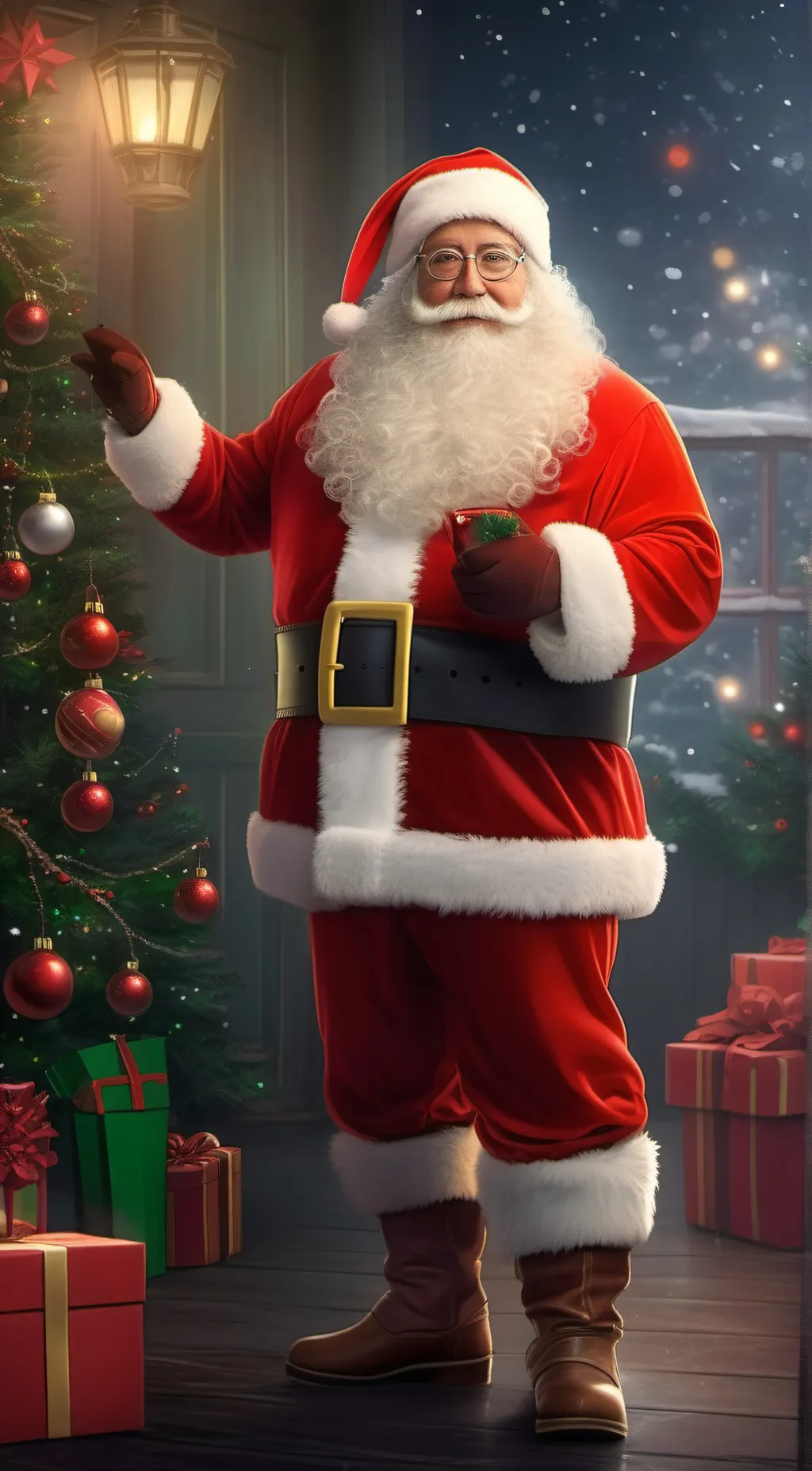 ai character: Santa Claus  background