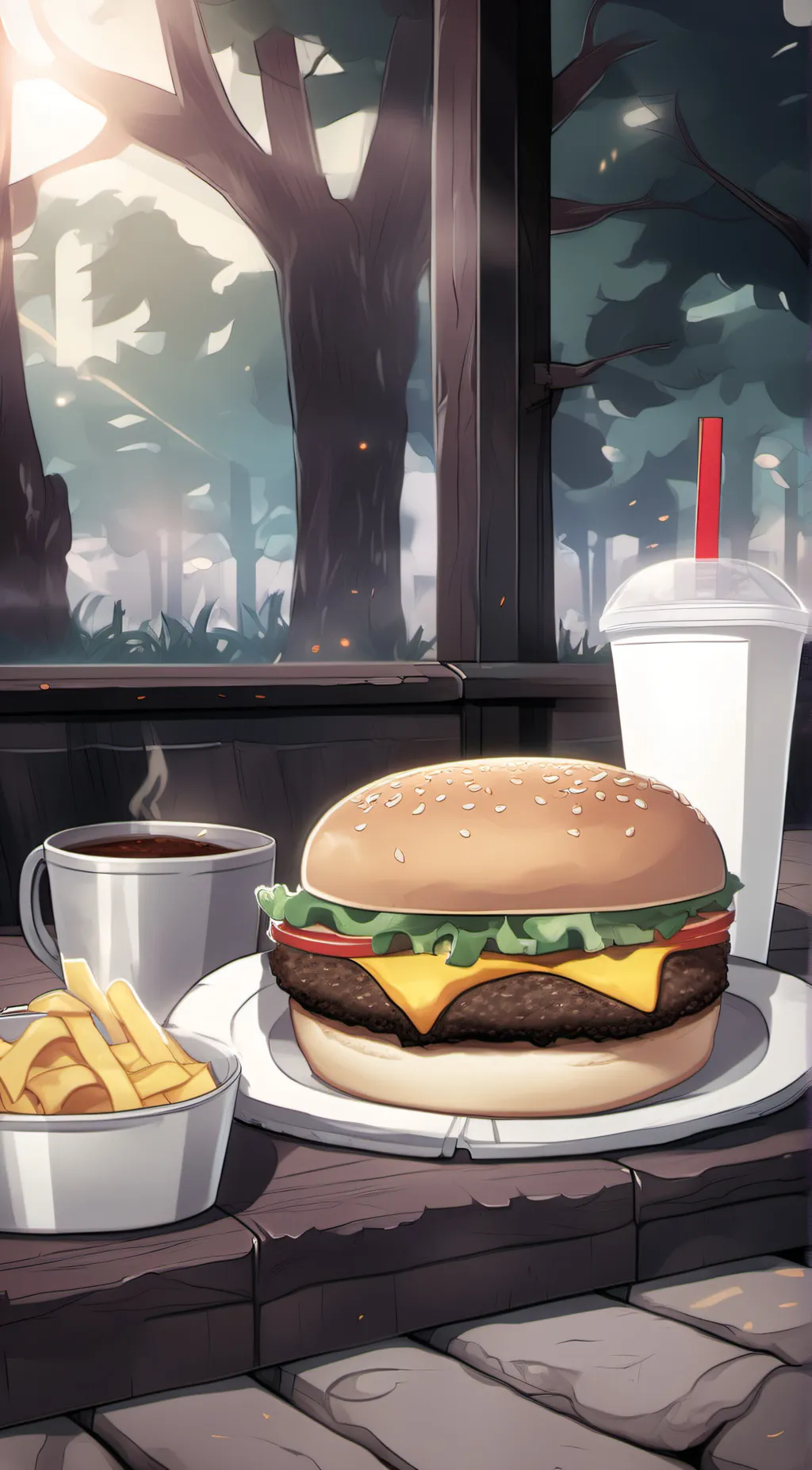 ai character: Hamburger background
