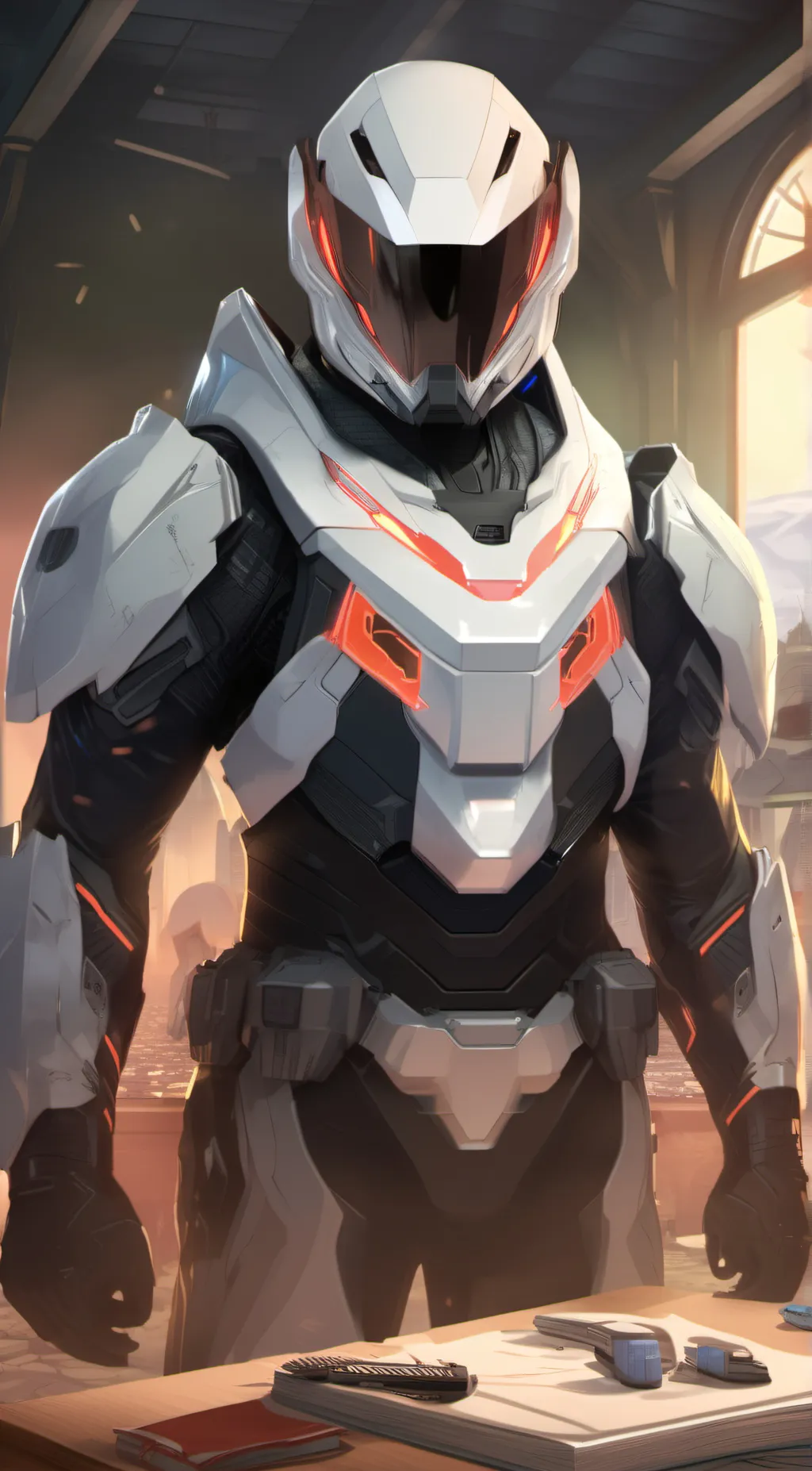 ai character: White Robot  background