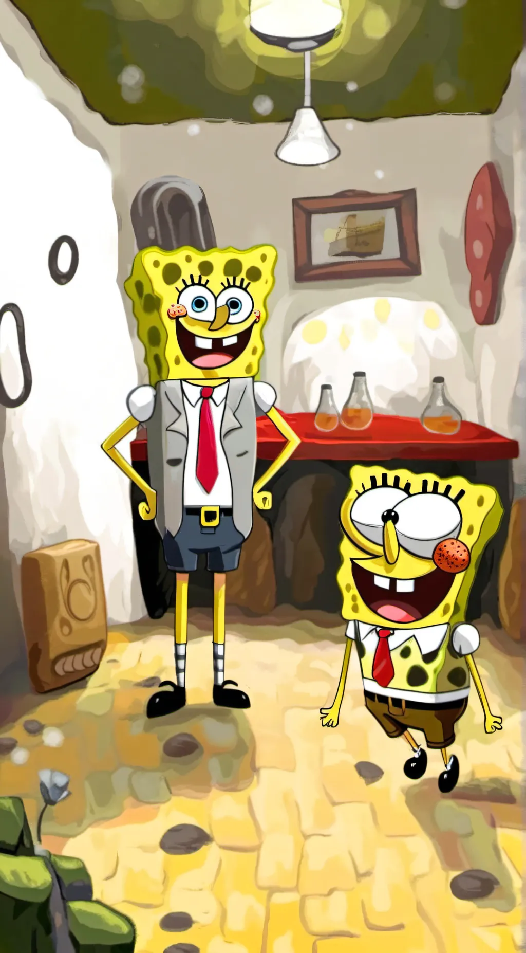 ai character: SpongeBob&stanly background