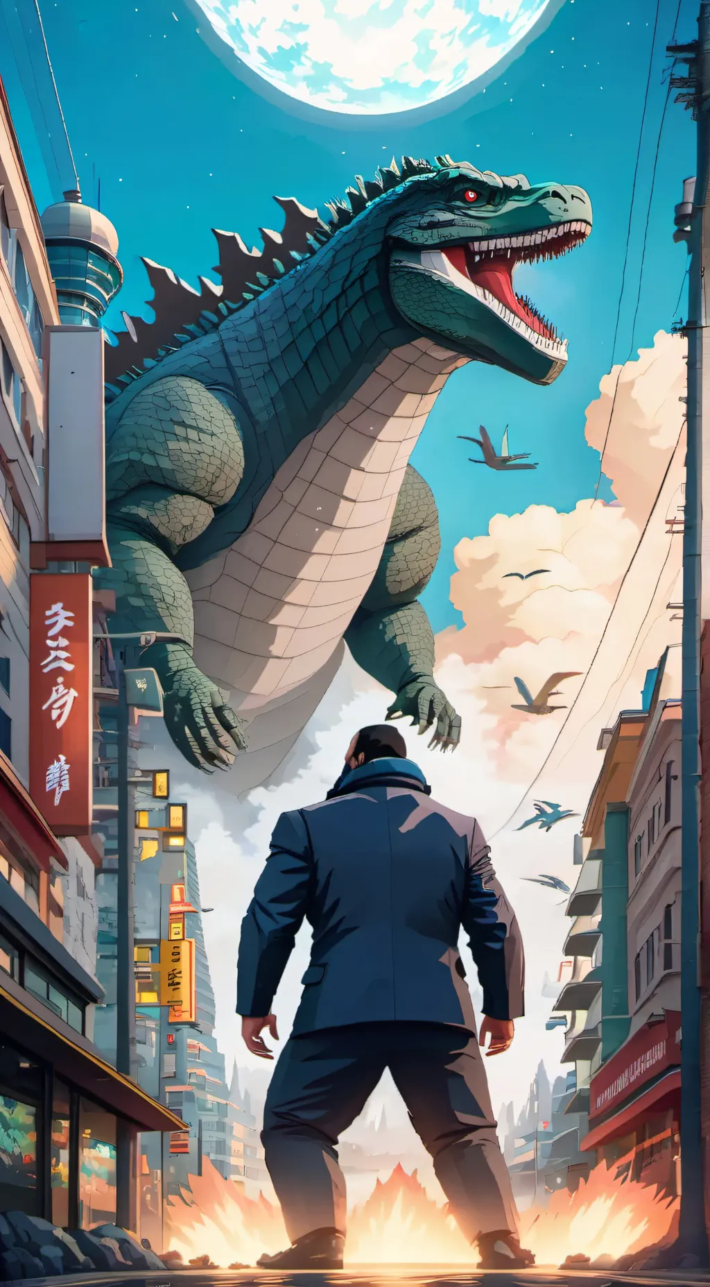 ai character: gojira background