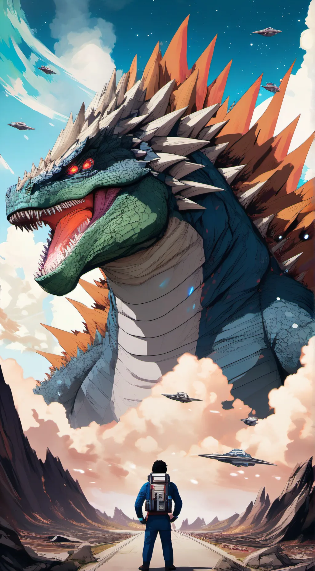 ai character: Spacegodzilla background