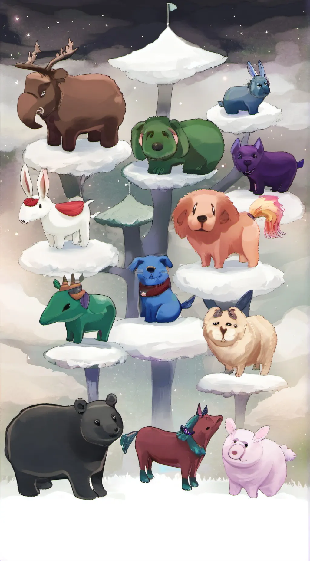 ai character: smiling critters  background