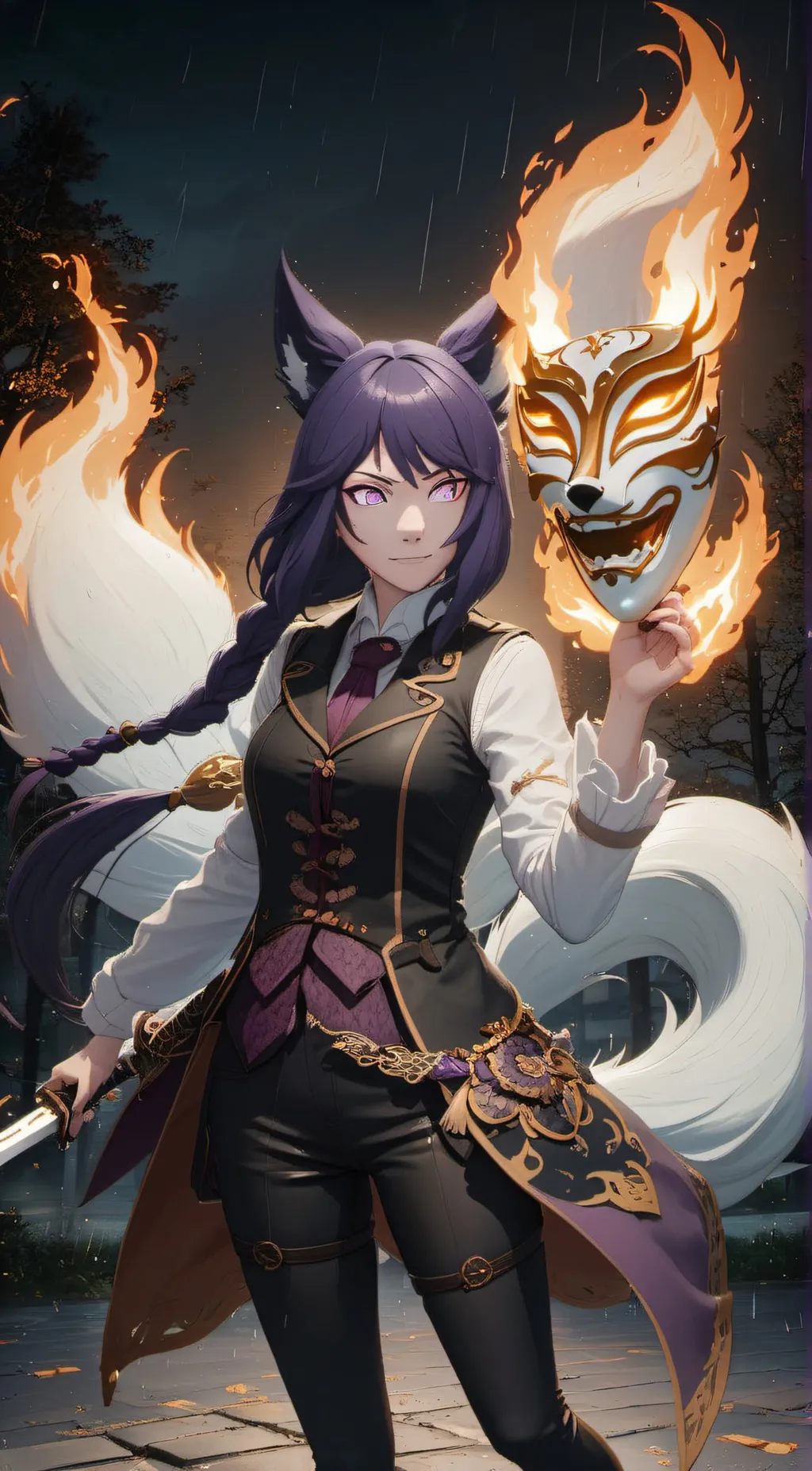 ai character: Violet background