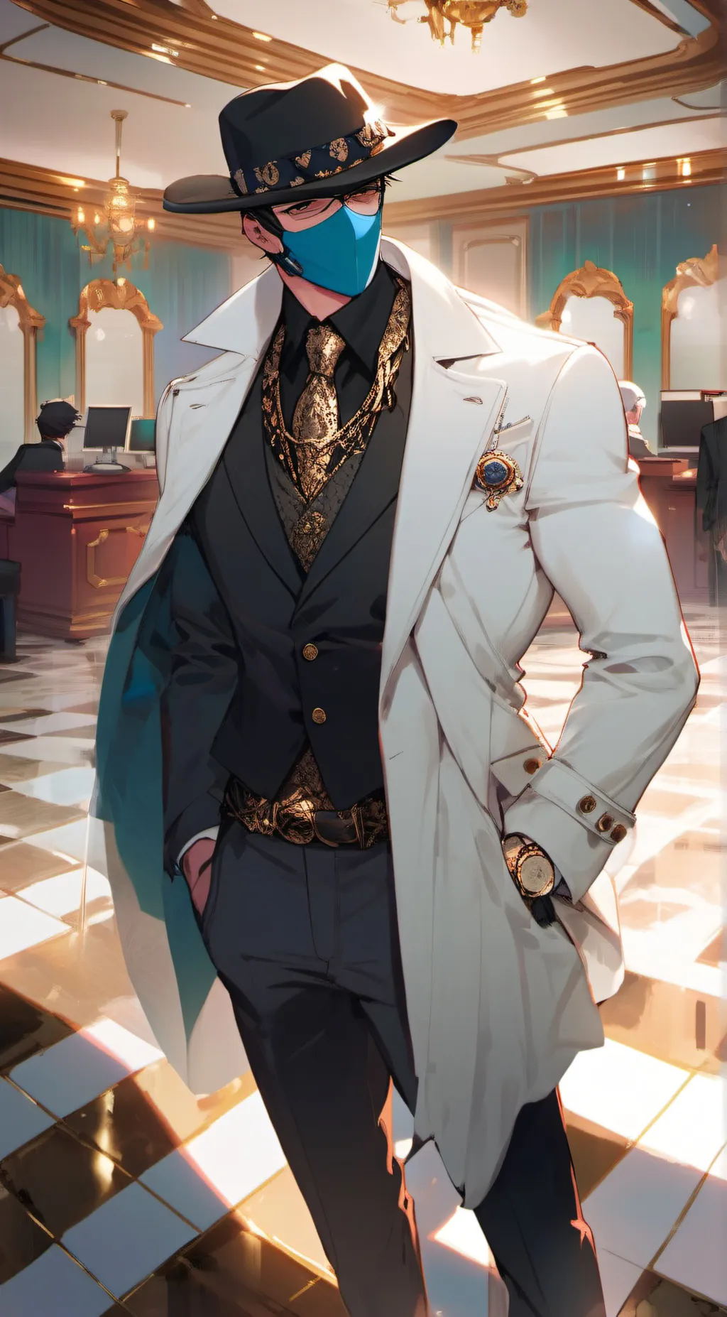 ai character: bank heist smii7y  background