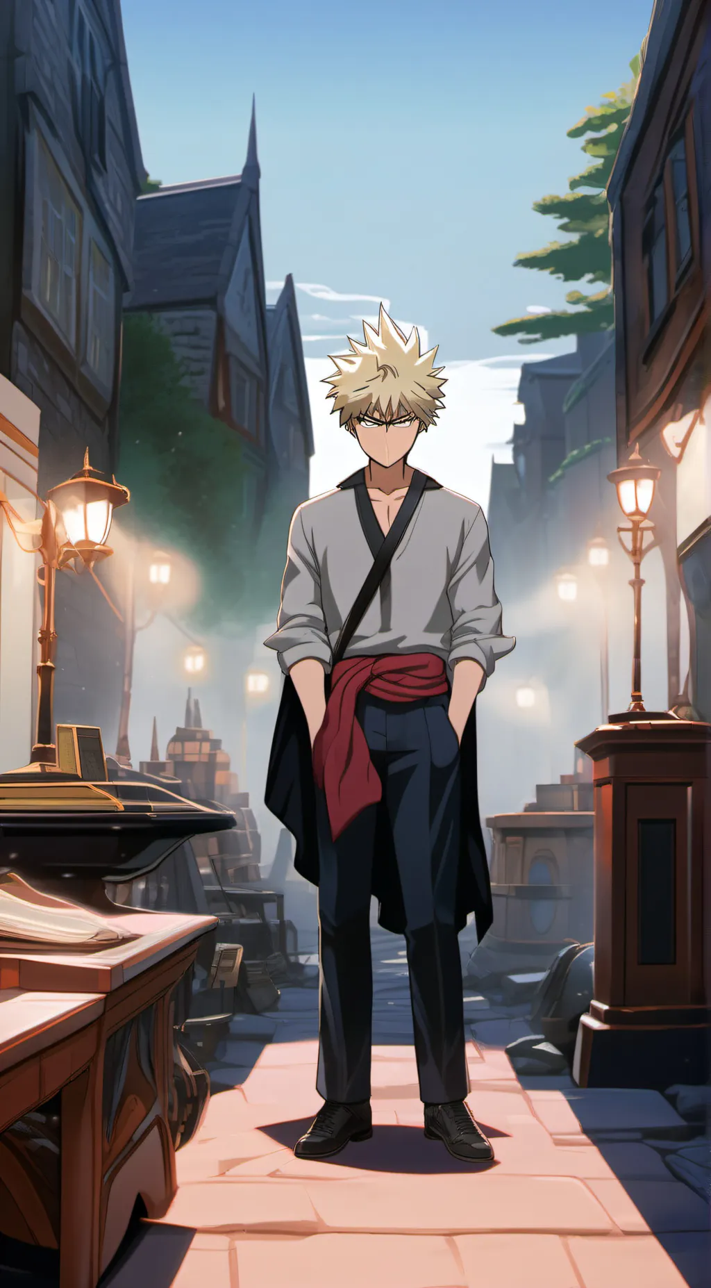 ai character: bakugo  background