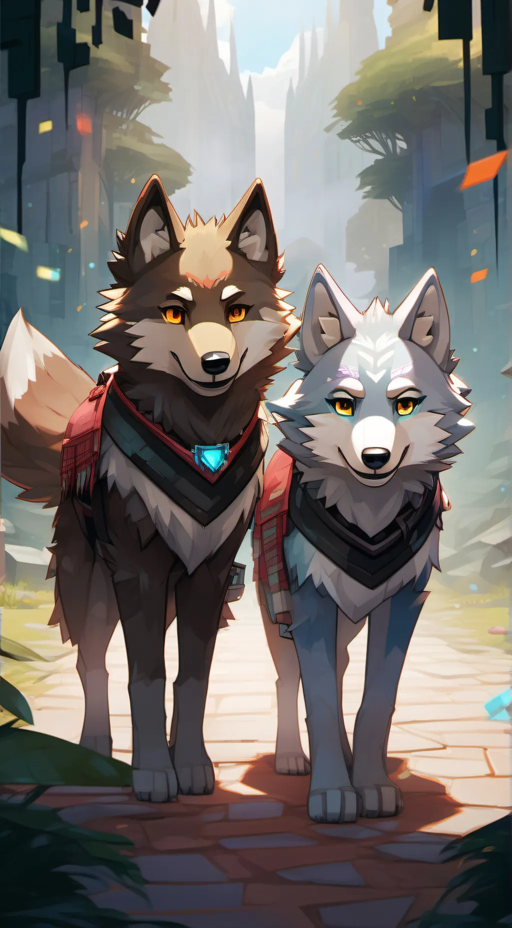 ai character: rainbow and mine background