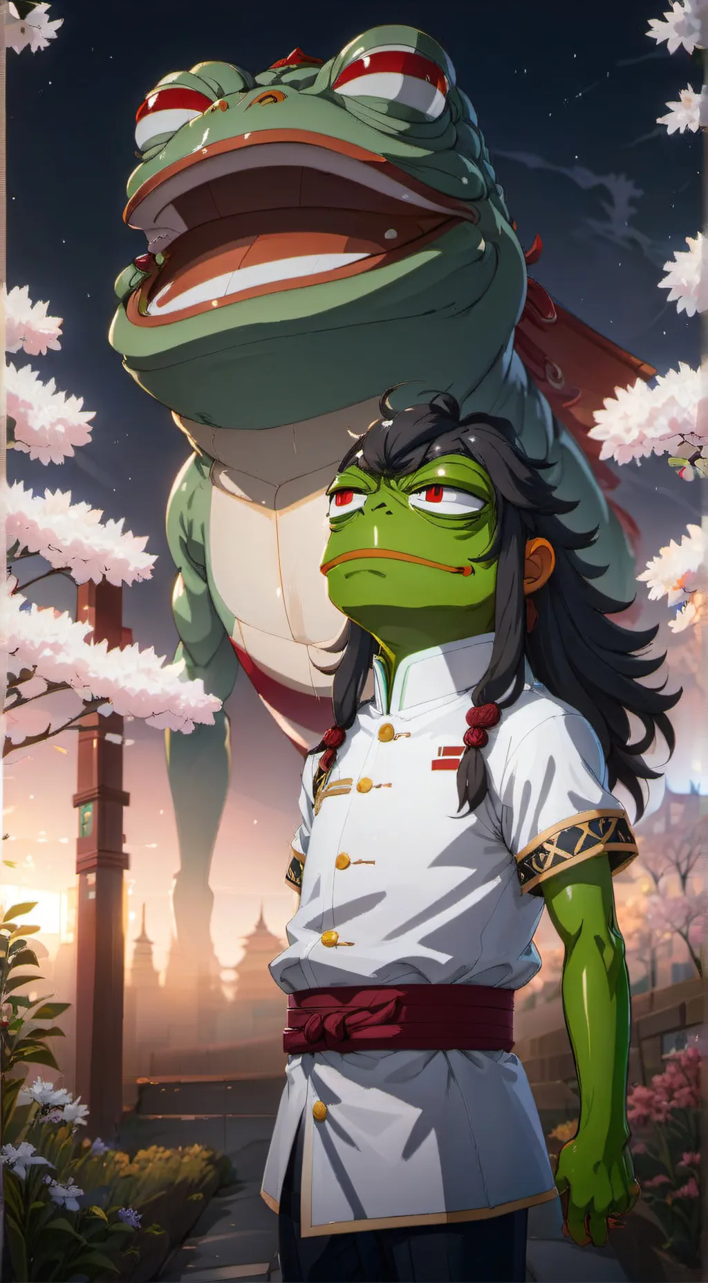 ai character: Preppy frog background