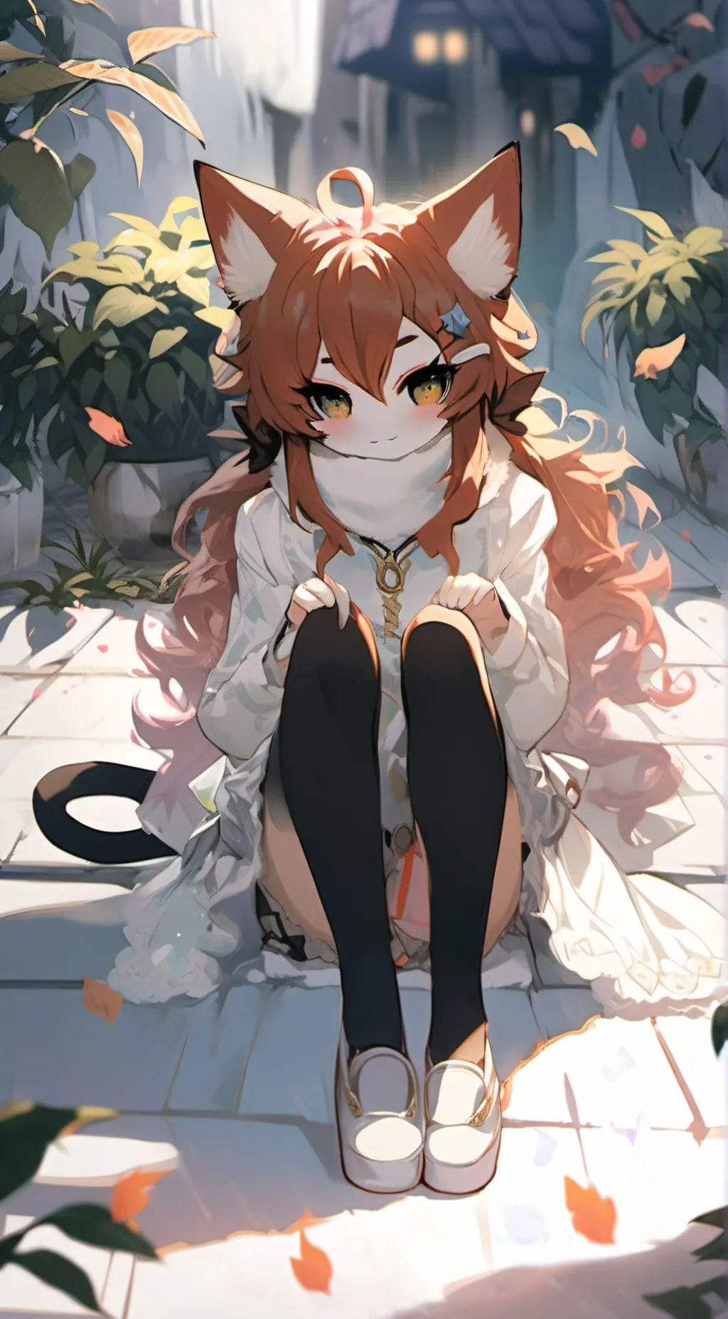 ai character: Neko girl  background