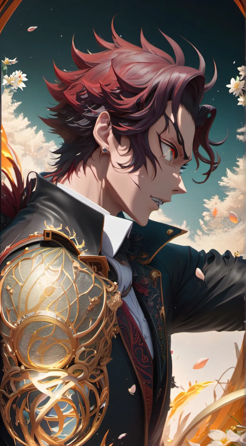 ai character: Tanjiro  background