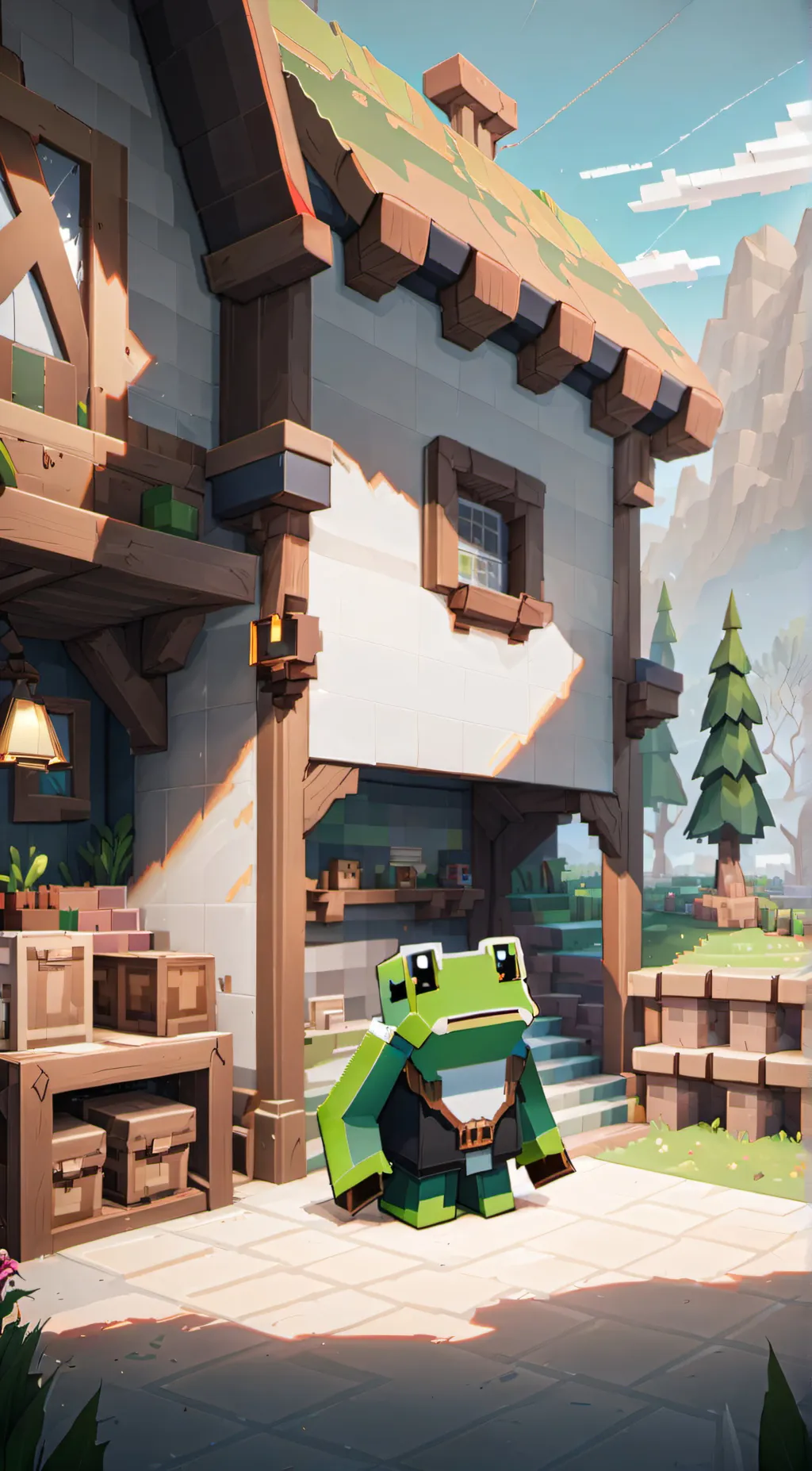 ai character: minecraft background