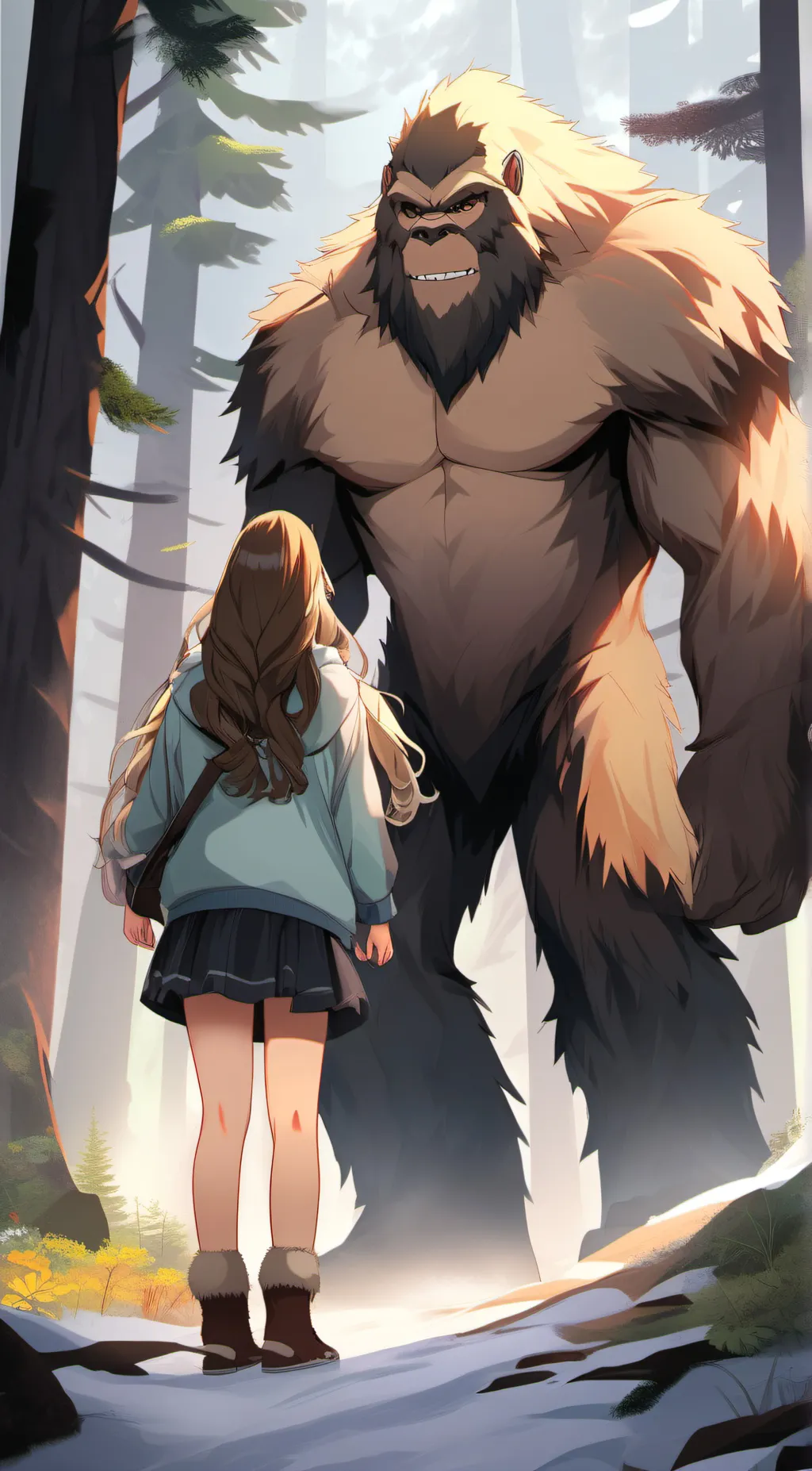 ai character: Sasquatch  background