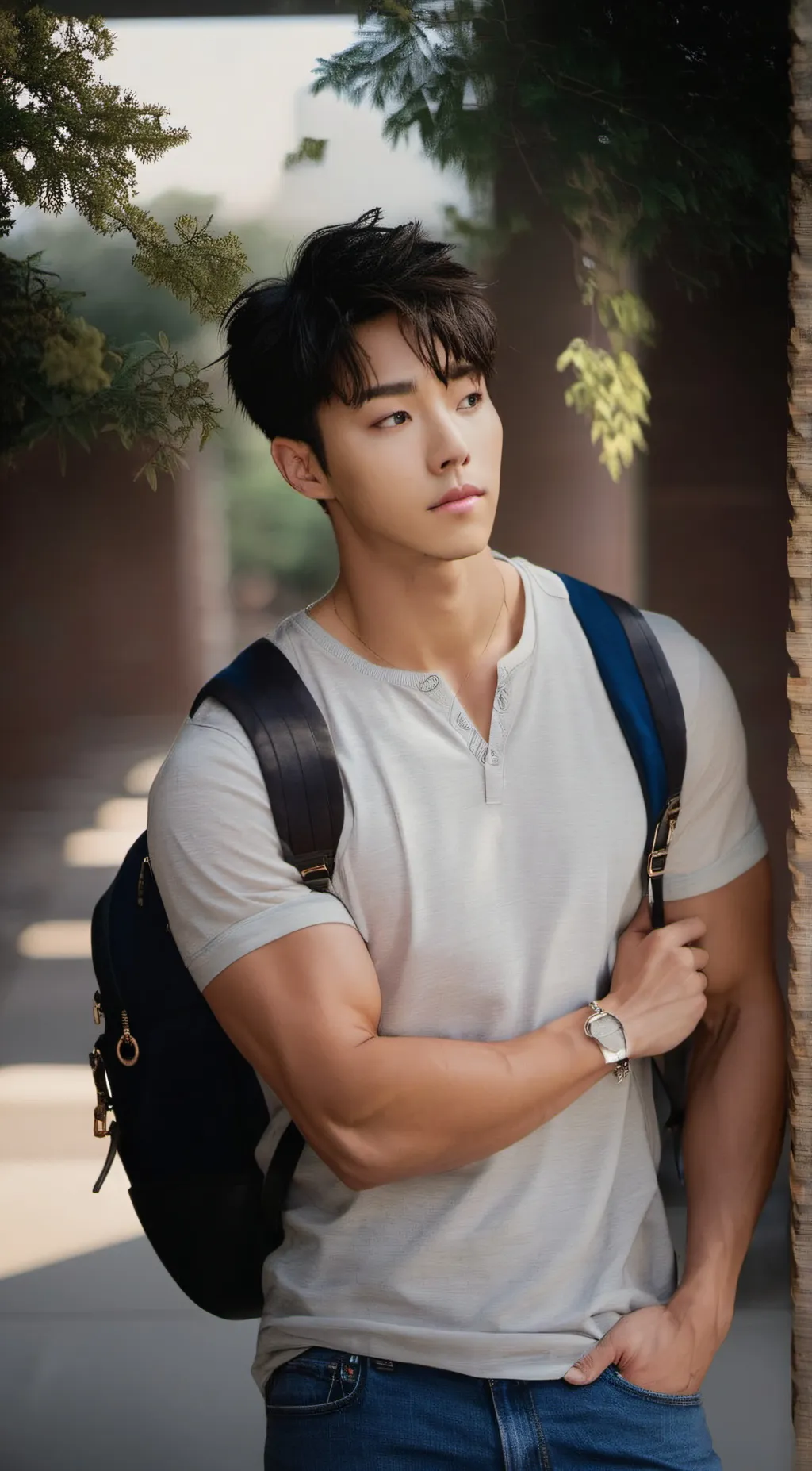 ai character: Hyunwoo  background