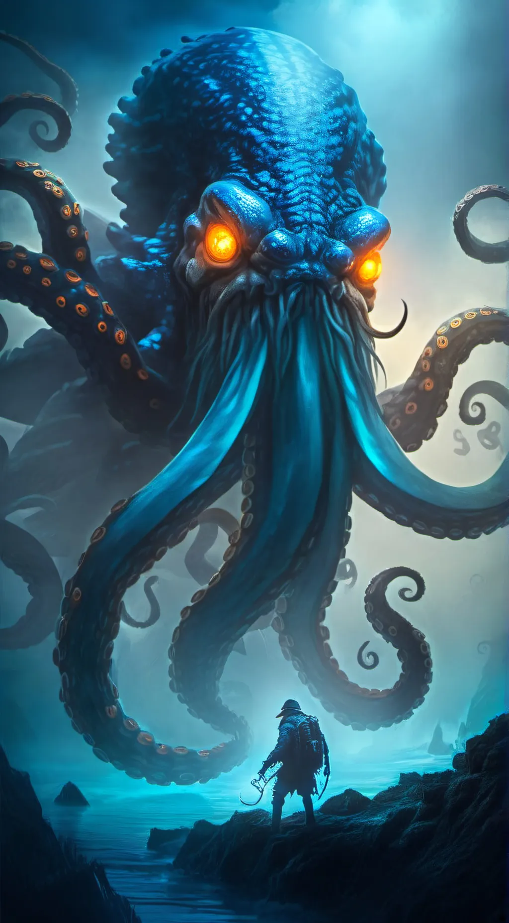 ai character: the blue kraken  background
