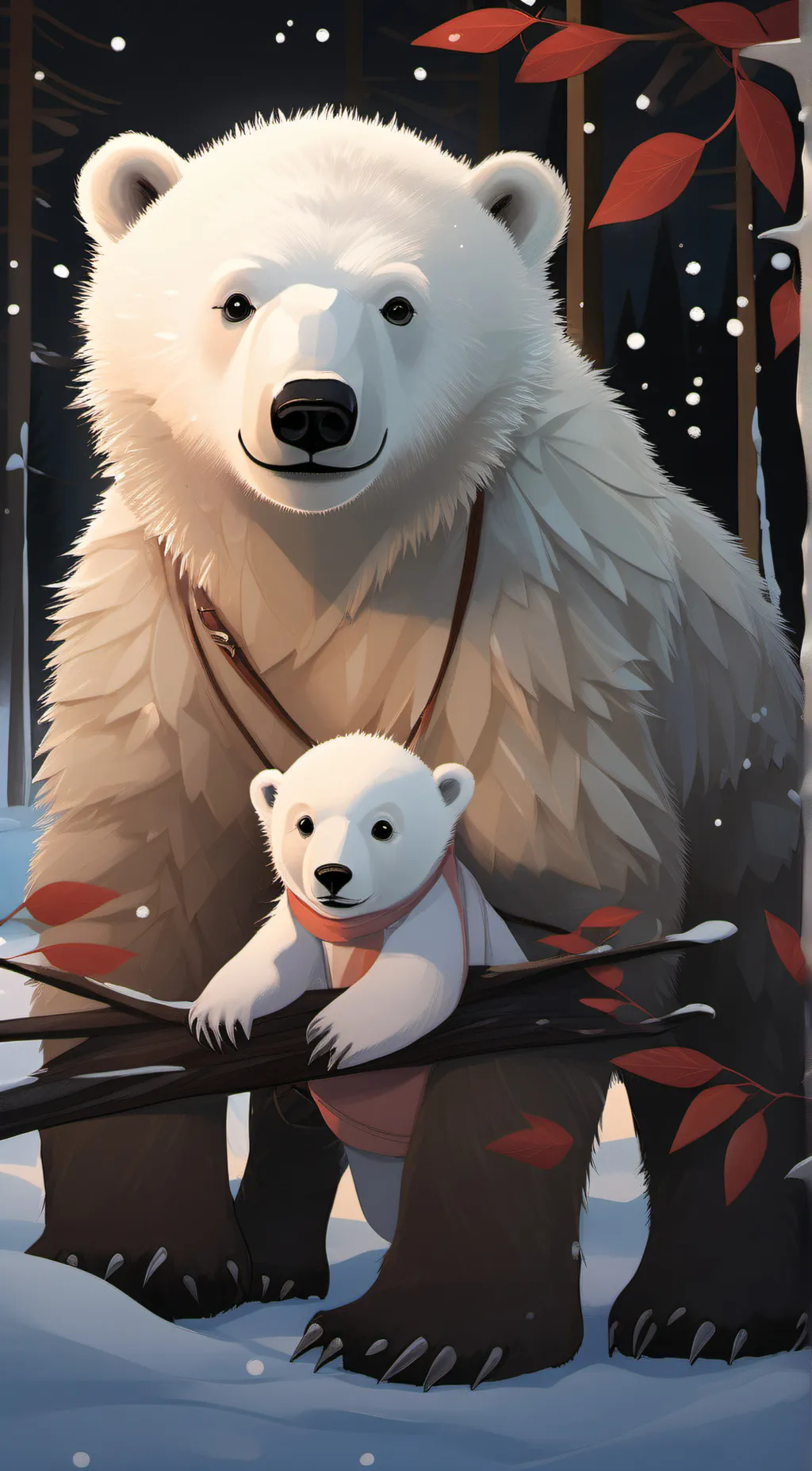 ai character: Polar and Snow background