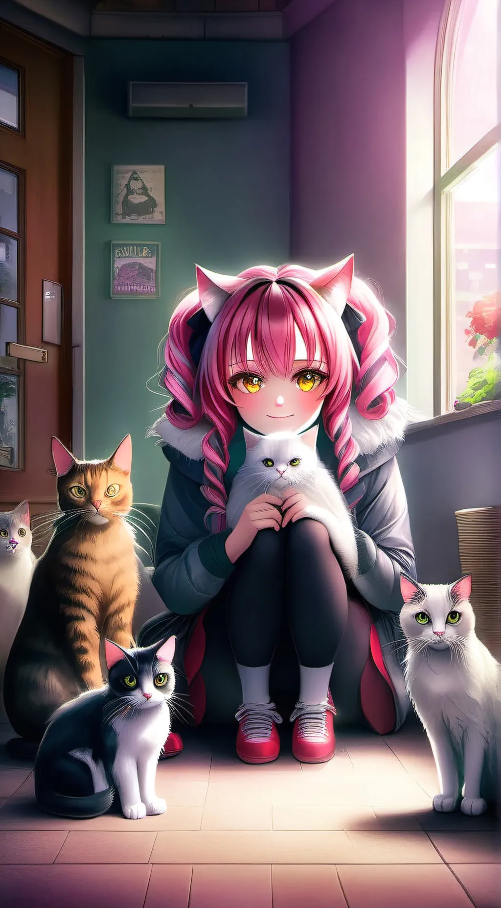ai character: Mitsure cat background