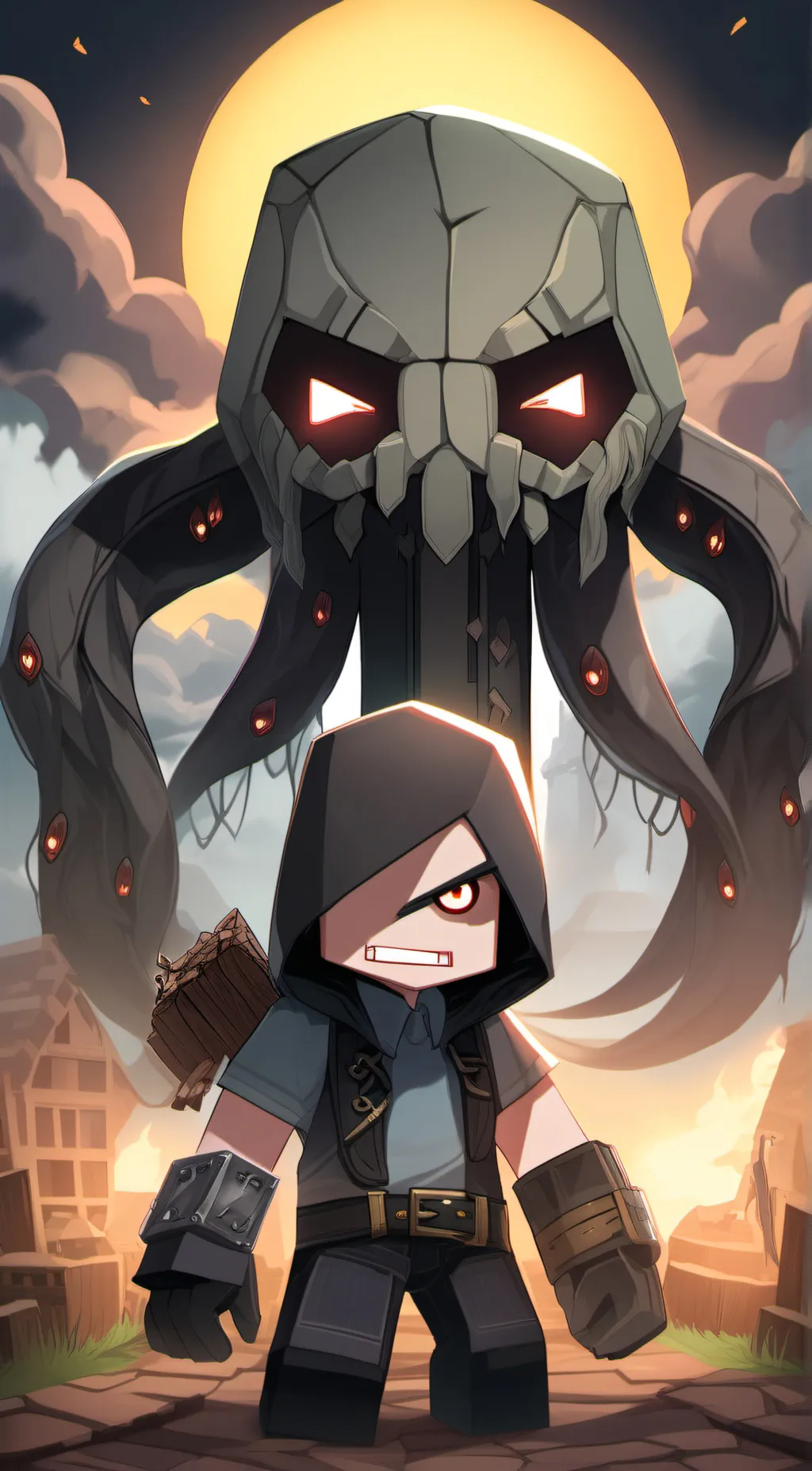 ai character:  seconwither storm background