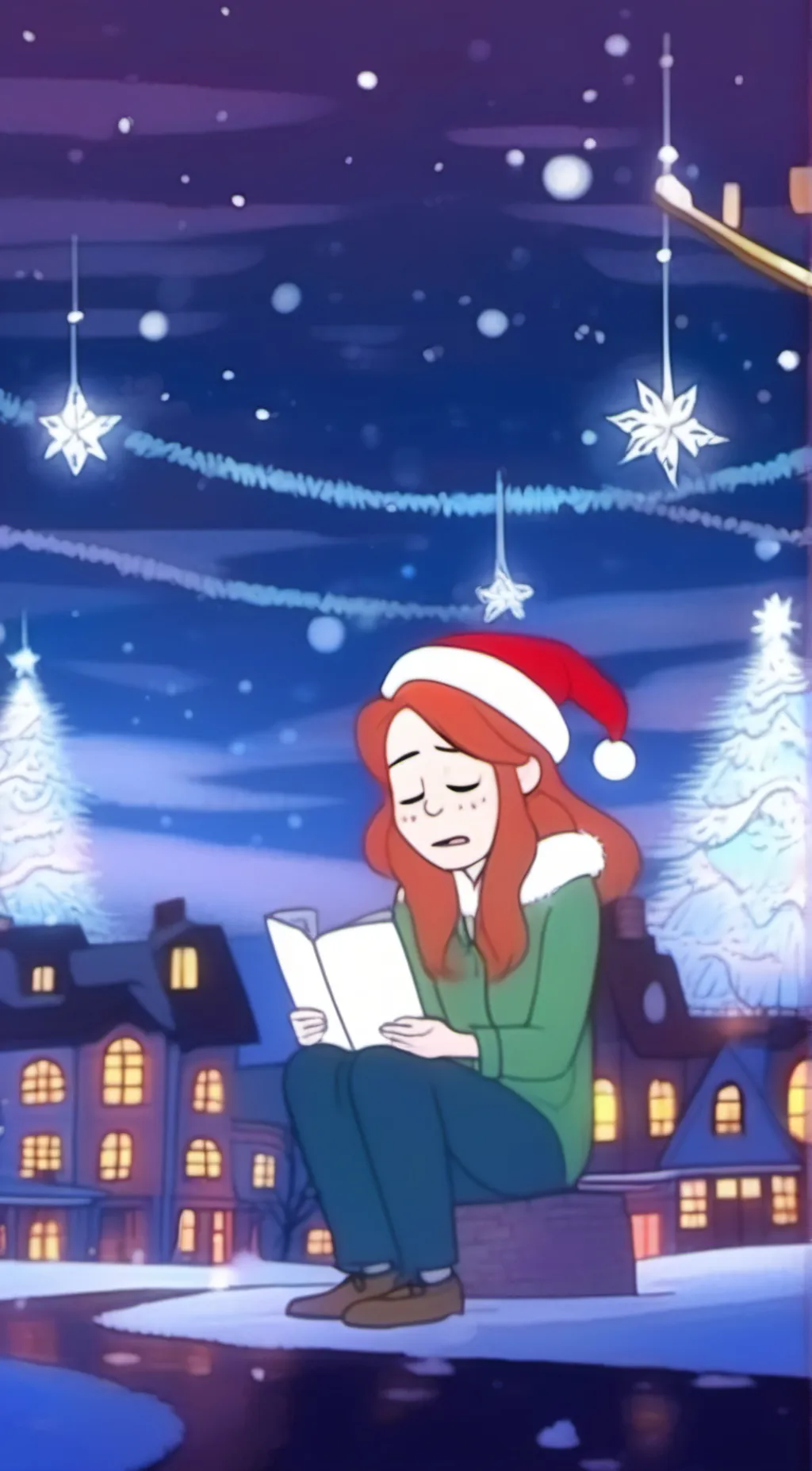 ai character: wendy Christmas ev background