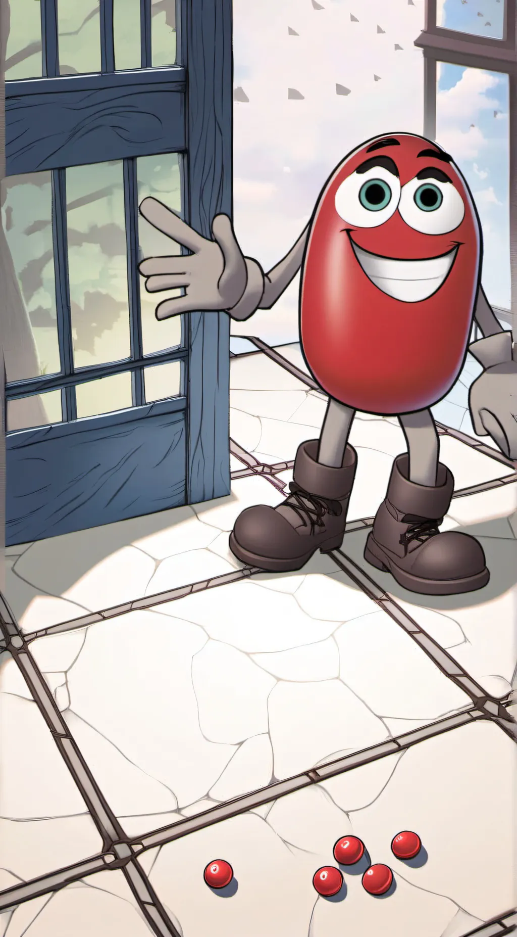 ai character: Mr jelly Bean background